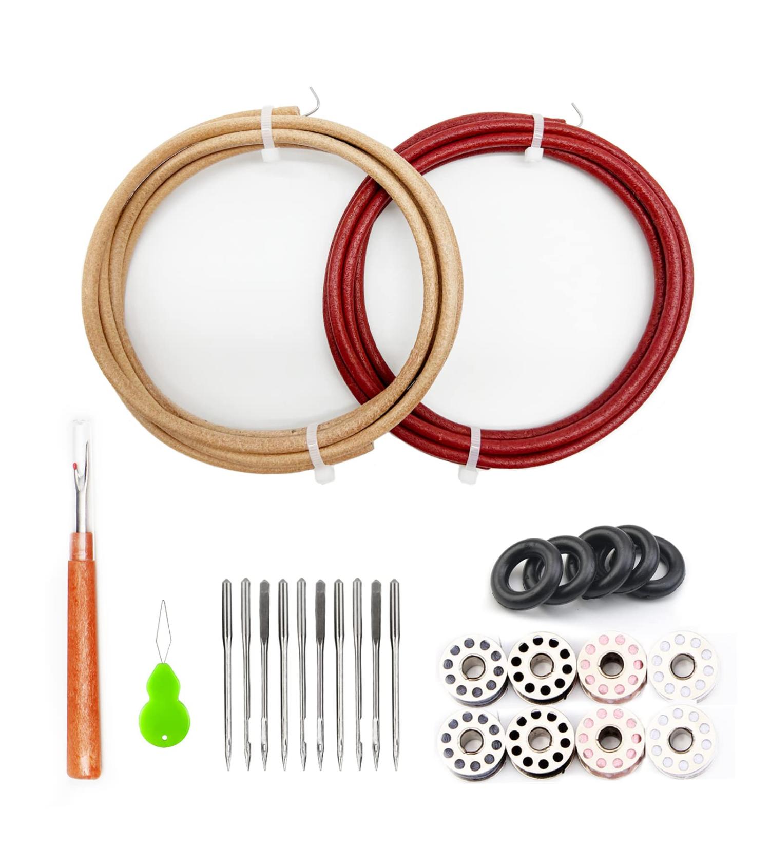 Jones/Singer Sewing Machine Belt Parts 2 Pcs - Genuine Cow Leather Conveyor Belt - Universal Fit - 72 Inch Super Long Size - 13/64 Inch Diameter - Buy Online on SooperMarket.com