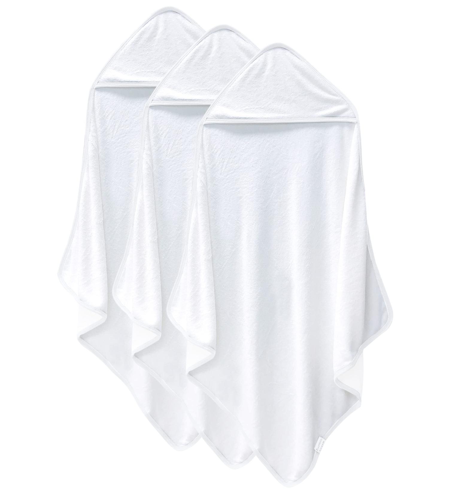 3 Pack Bamboo Baby Hooded Towels - Ultra Soft Unisex Bath Towels for Babies - Newborn Essential - Highly Absorbent Toddler Towels in White - Buy Online on SooperMarket.com