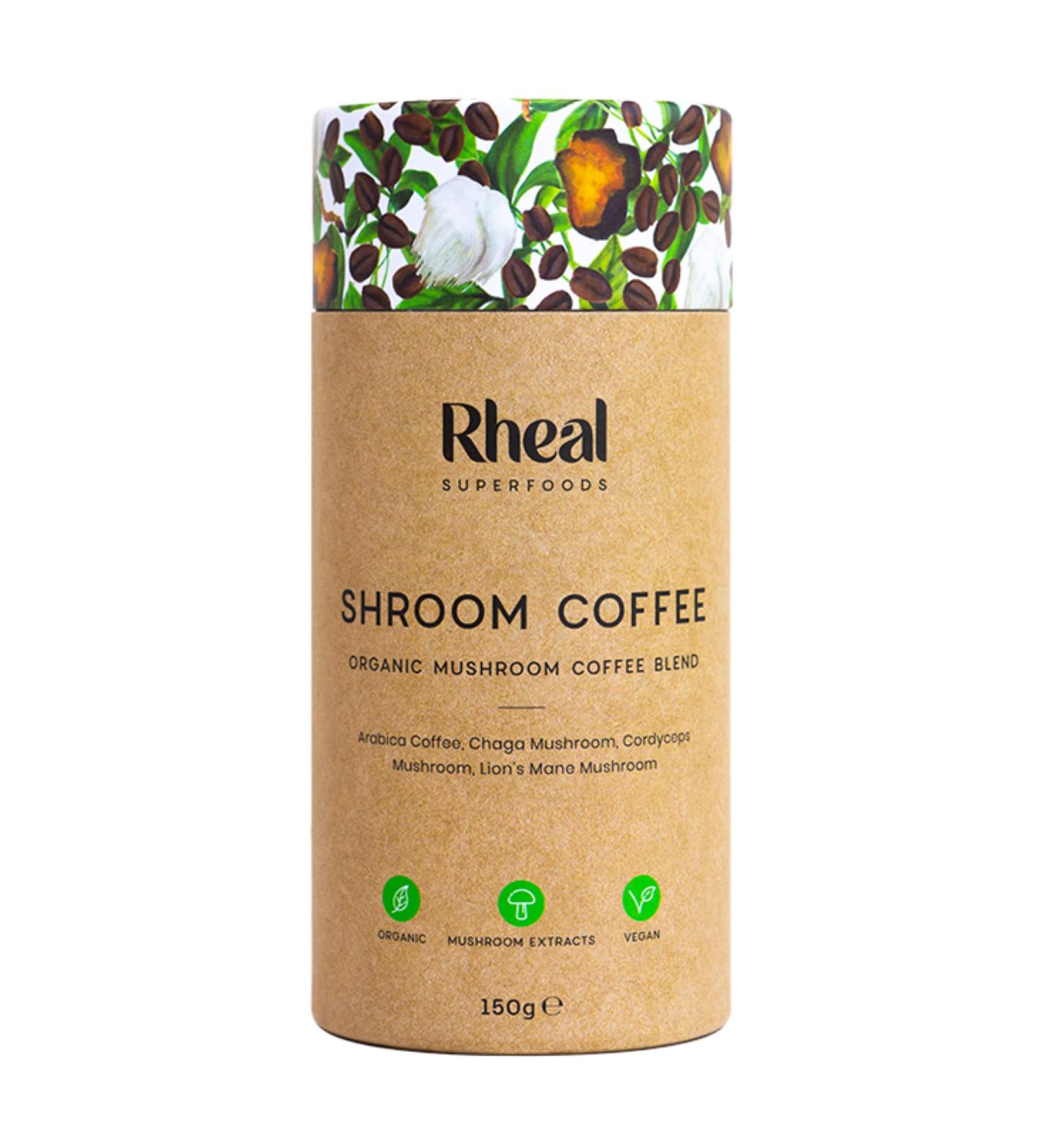 Organic Rheal Shroom Coffee (60 Servings) with Chaga, Cordyceps & Lion's Mane Mushroom - 100% Arabica - Buy Online on SooperMarket.com