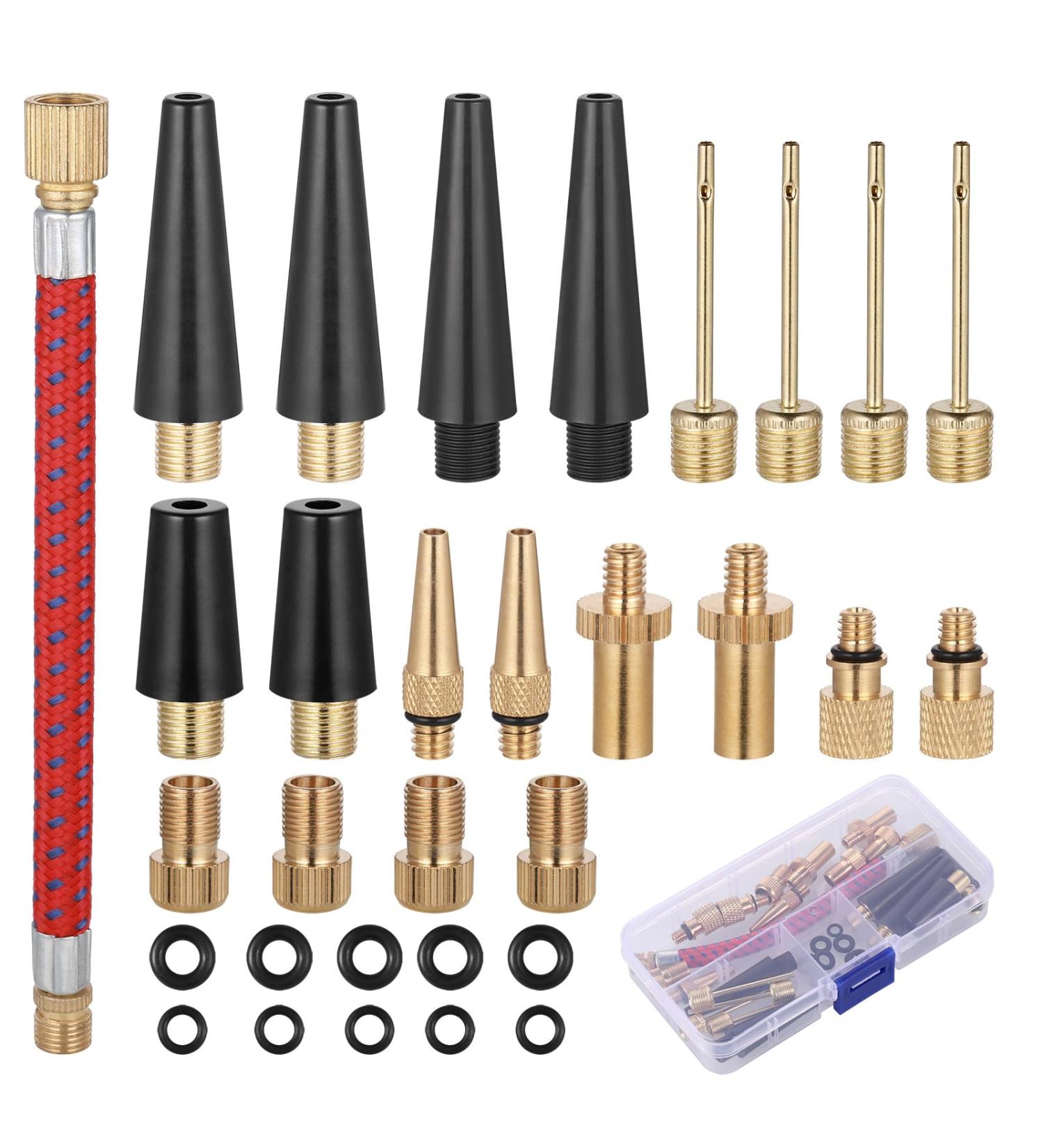 Hejo 33-Piece Bicycle Valve Adapter Set | French Valve & Air Pump Adapters | Metal with Sorting Box for Pumps & Compressors - International Shipping Available - Buy Online on SooperMarket.com