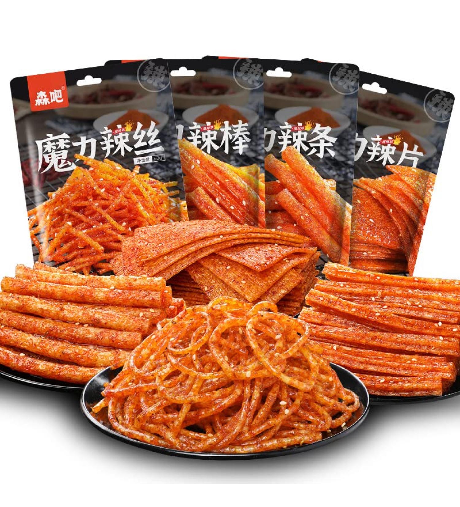 Spicy noodle web celebrity latiao snacks 62g/packet big spicy piece nostalgia spicy Gluten casual snacks Very spicy Spicy stick (Mix and match spicy strips 10 pack) - Buy Online on SooperMarket.com