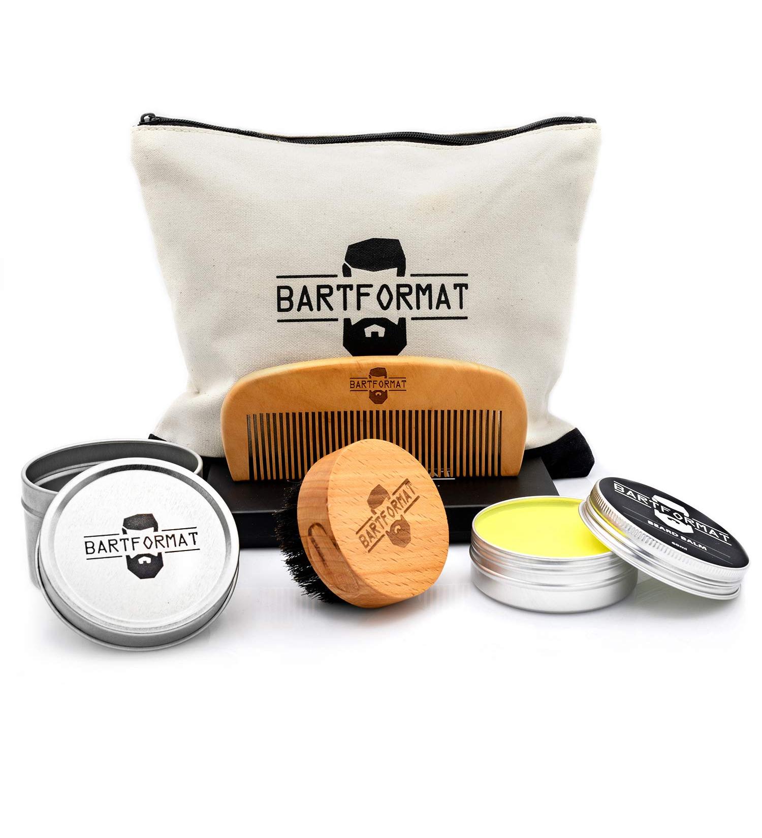 Premium Bart 4-Part Beard Care Set | Glatt Maker with Beard Balm (60ml) Brush Comb & Cultural Bag - Perfect Daily Grooming for Men - Buy Online on SooperMarket.com