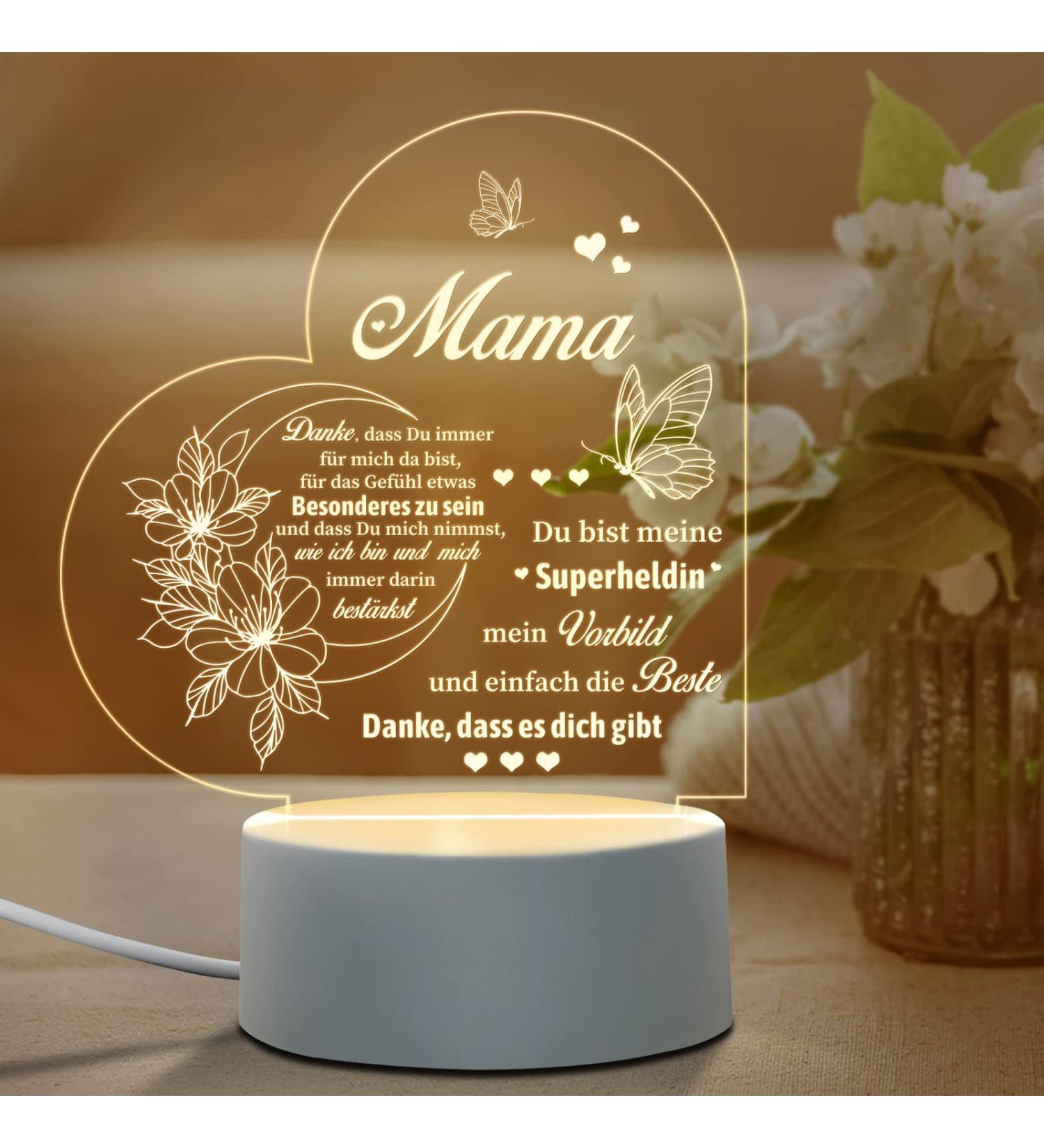 Personalized Juratar Mother's Day Gift | LED Night Lamp for Mom by Daughter & Son | Unique Birthday Gift Idea for Mama (Heart) - Buy Online on SooperMarket.com