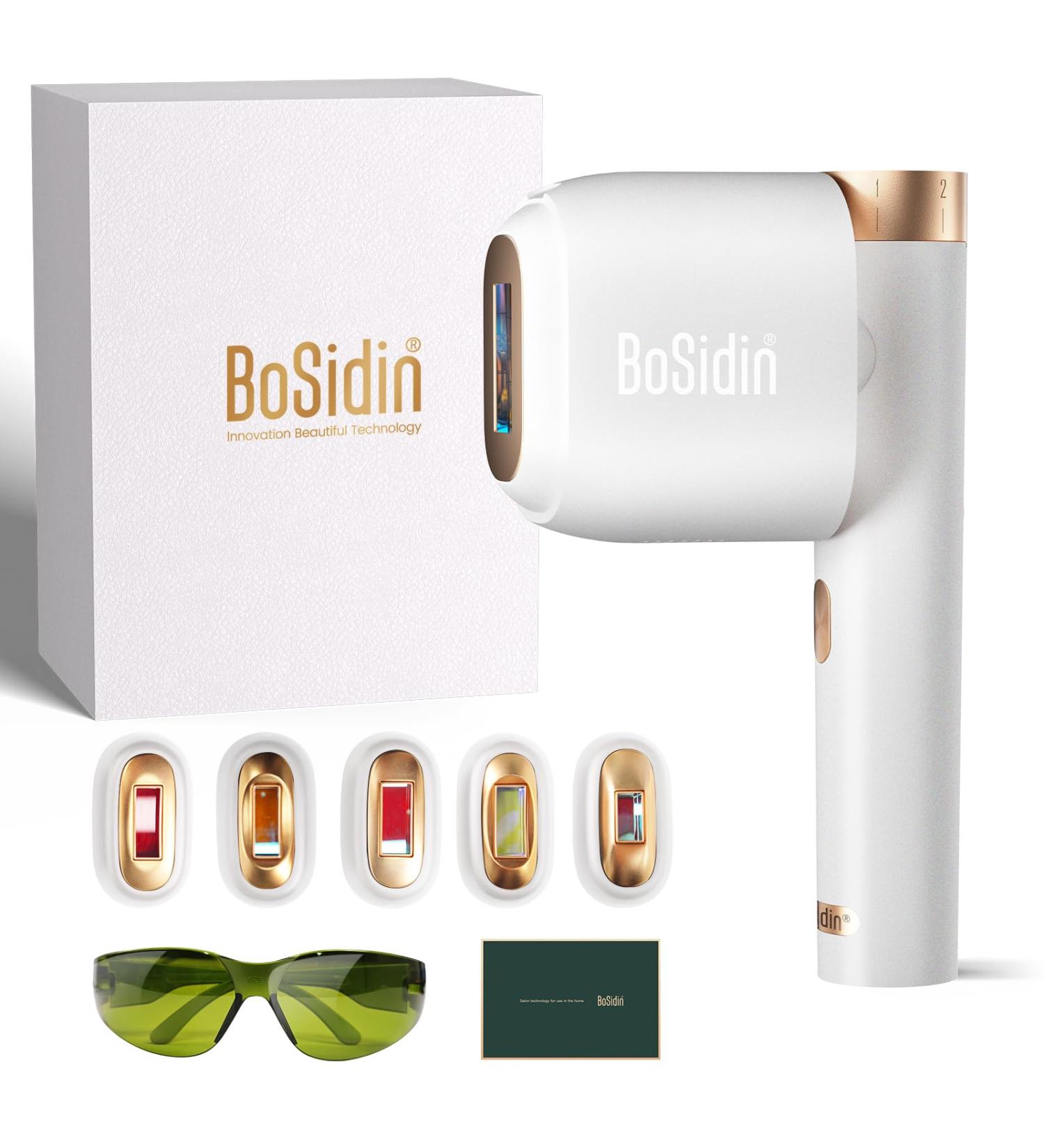 BoSidin IPL Laser Hair Removal Painless 2-in-1 Face Rejuvenation 6+1 Modes 6 Levels Permanent Hair Removal Kit for Women with Shaver & Goggles - Buy Online on SooperMarket.com