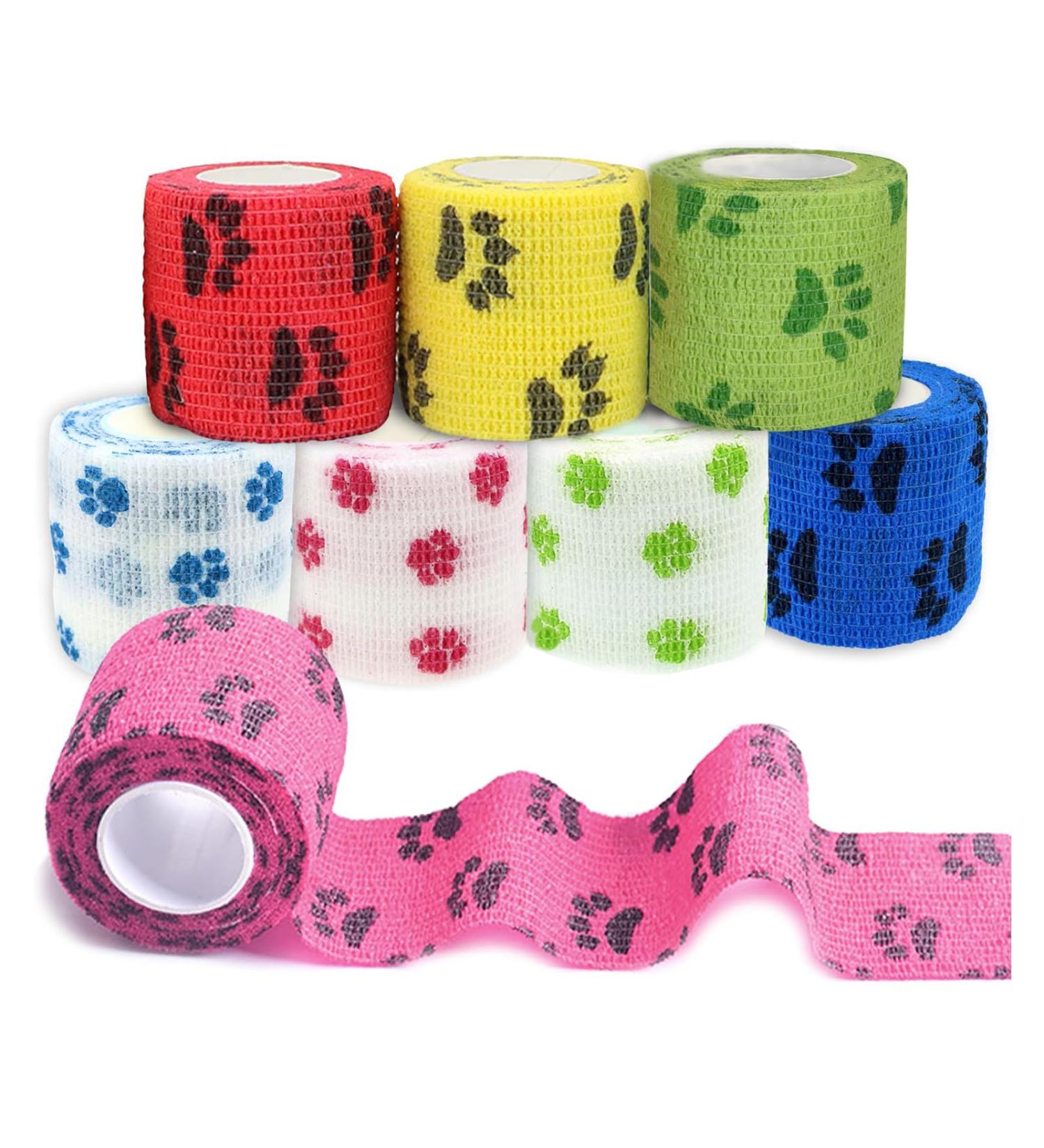 8 Rolls Dog Bandage Self Adhesive Cohesive Dog Bandage Vet Wrap for Dogs Non-Woven Elastic Dog Paw Bandage for Legs Paws Wrist Ankle 5cm X 4.5m (Multicolor) - Buy Online on SooperMarket.com