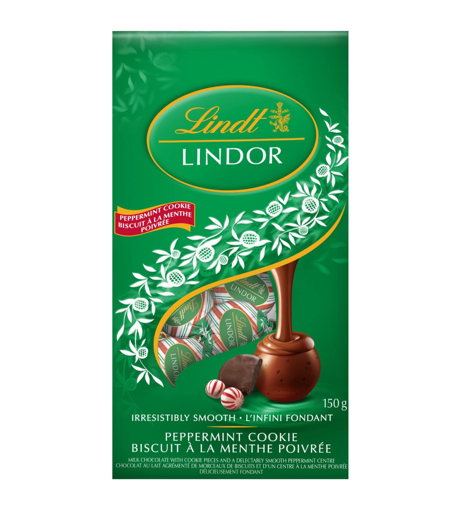 LINDT LINDOR Peppermint Cookie Milk Chocolate Truffles 150g Gram Bag Limited Edition Individually Wrapped Chocolate Christmas Chocolate - Buy Online on SooperMarket.com