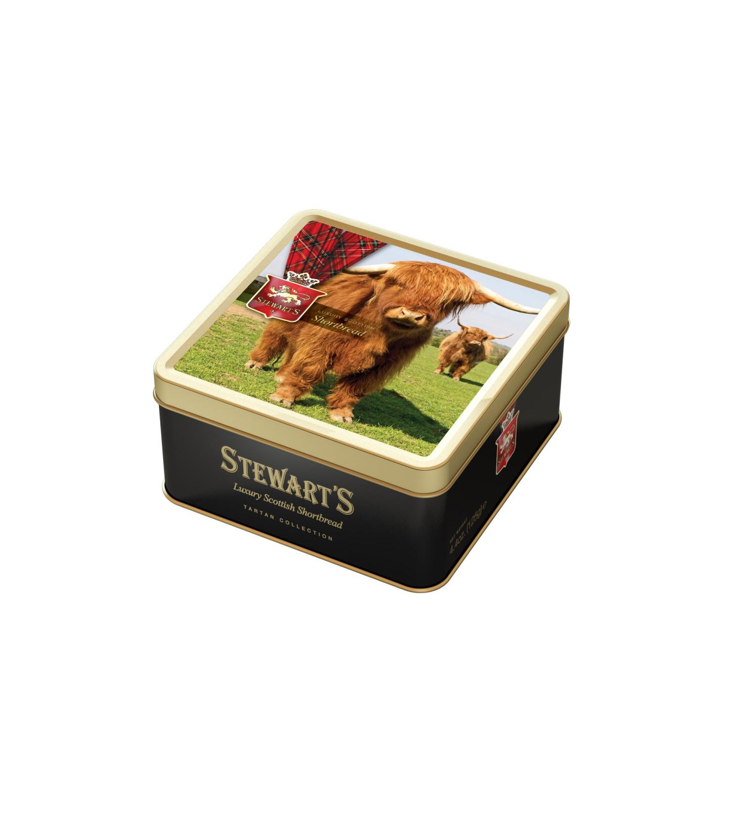 Stewart's - Highland Cow Shortbread Gifting Tin (125g) - Traditionally Made Luxury Scottish Shortbread Delicious Melt-In-Mouth Biscuits Ideal Grab Sized Treat to Share 40 Years Heritage 125g Highland Cow Tin - Shortbread - Buy Online on SooperMarket.com