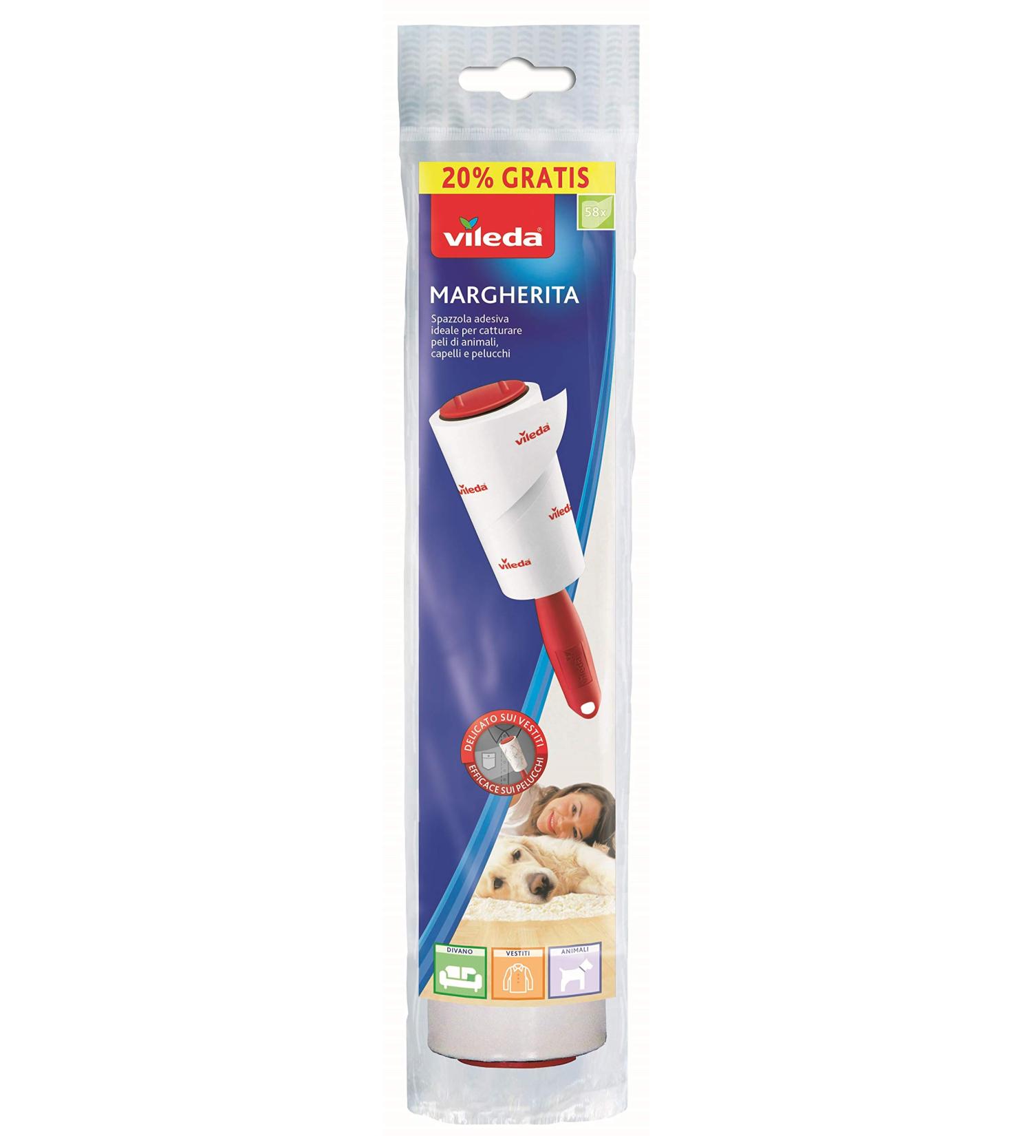 Vileda Margherita Lint Roller - Ergonomic Handle & Adhesive Film for Easy Cleaning - 1 Roll - Buy Online on SooperMarket.com