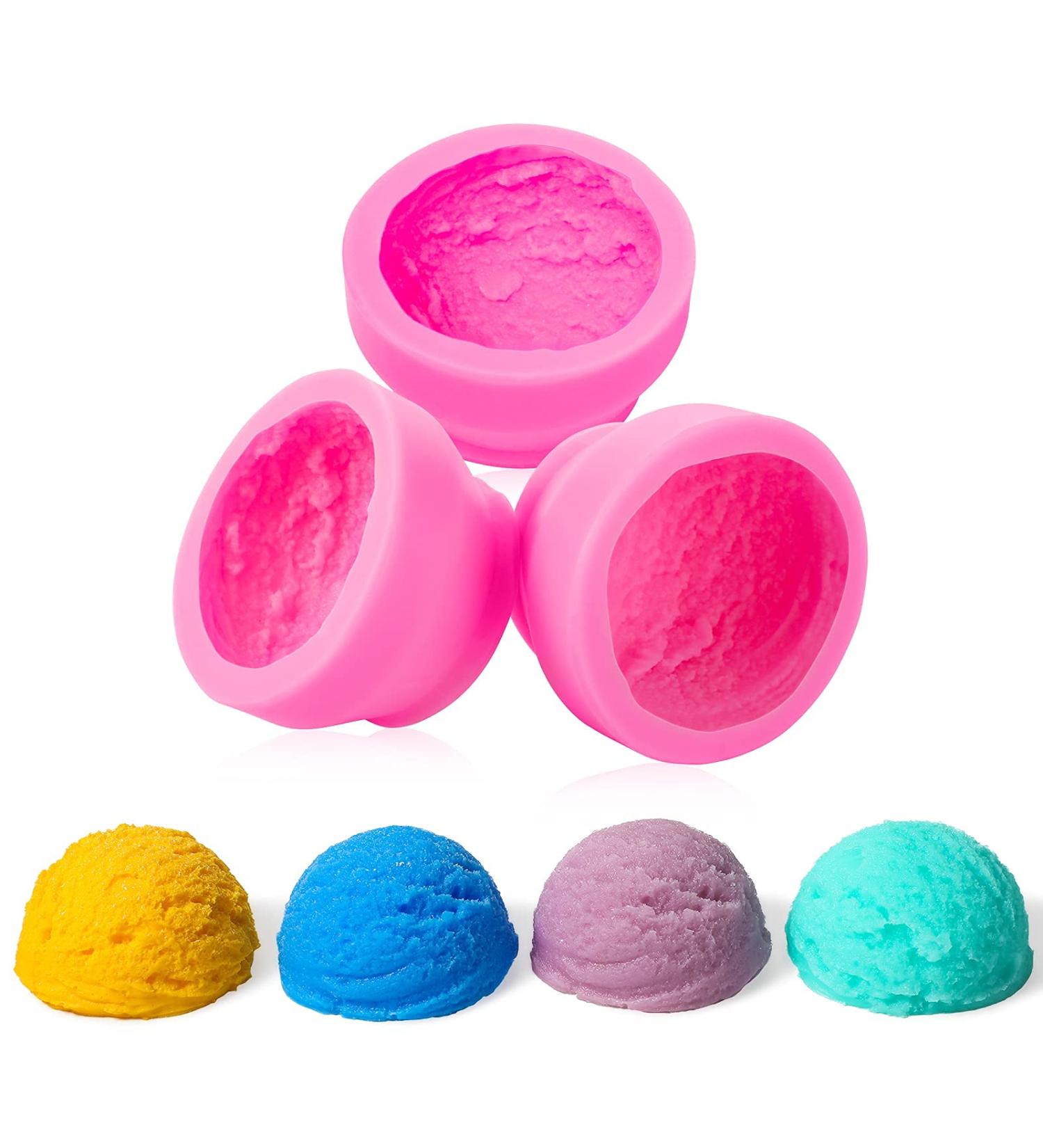 3-Piece Silicone Ice Cream Ball Mold Set for DIY Kitchen Baking | Ideal for Wedding Cake, Chocolate, Desserts, and Aromatherapy Plaster Mold - Buy Online on SooperMarket.com