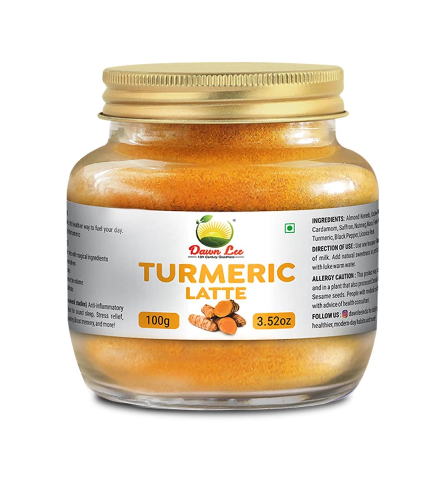 Dawn Lee Turmeric Latte- Lal Haldi Doodh Masala - Curcumin Turmeric- Dry Fruits- Memory Booster- Drink- Herbal- Golden Milk- Golden Milk with Turmeric- Latte Powder Milk- 100_ Gm - Buy Online on SooperMarket.com