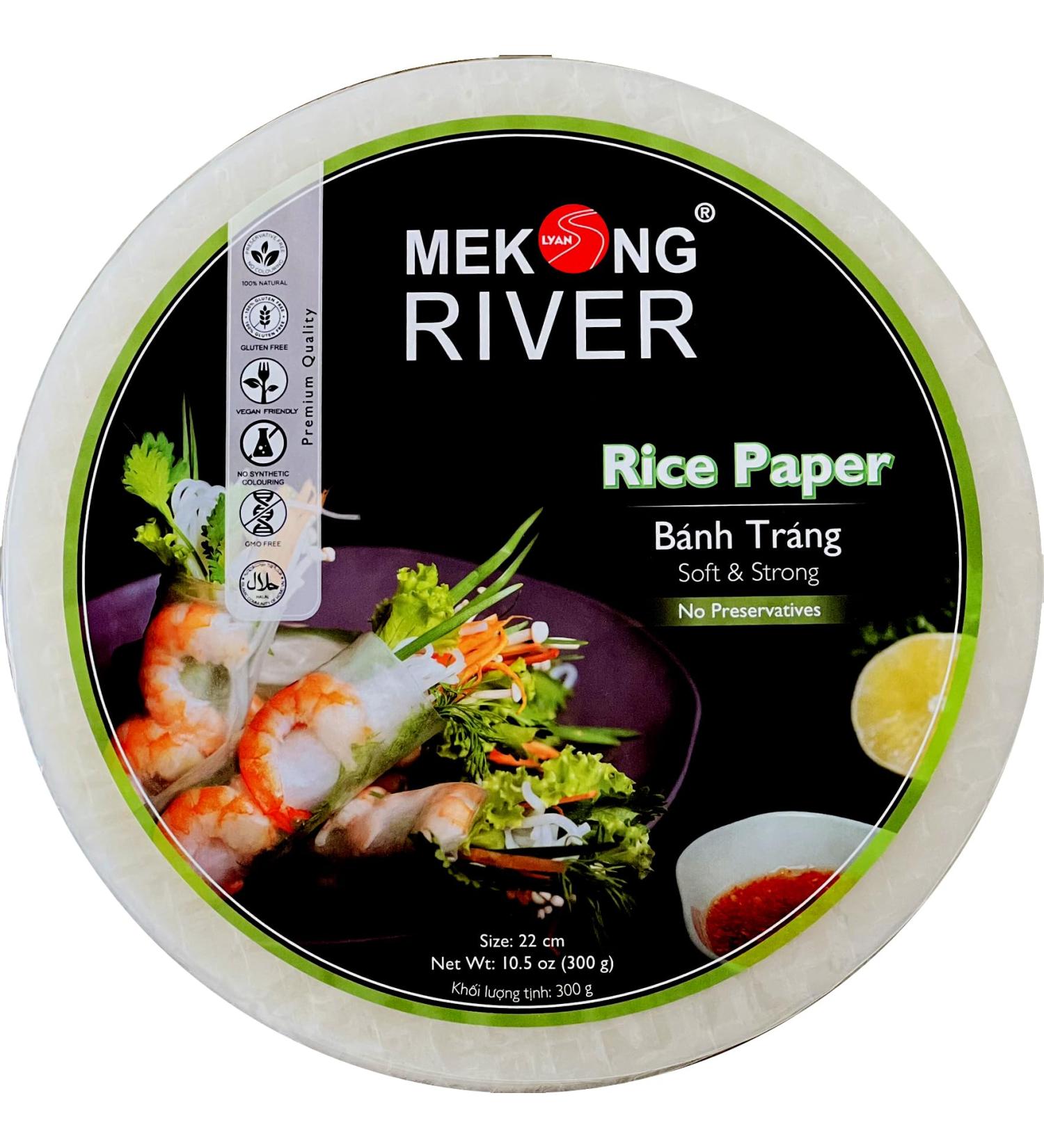 Lyan Mekong River Vietnamese Rice Paper Round 22cm - 300g | Gluten-Free, Vegan, Halal | 100% Natural - Buy Online on SooperMarket.com