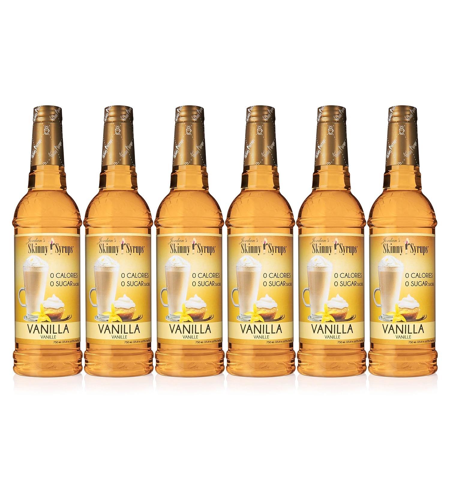 Jordan's Skinny Syrups Sugar-Free Coffee Syrup Vanilla Flavoring for Chai Latte Protein Shake Food - Zero Calorie Gluten-Free Keto Friendly - 750ml (25.4 Fl Oz) - Pack of 6 - Buy Online on SooperMarket.com