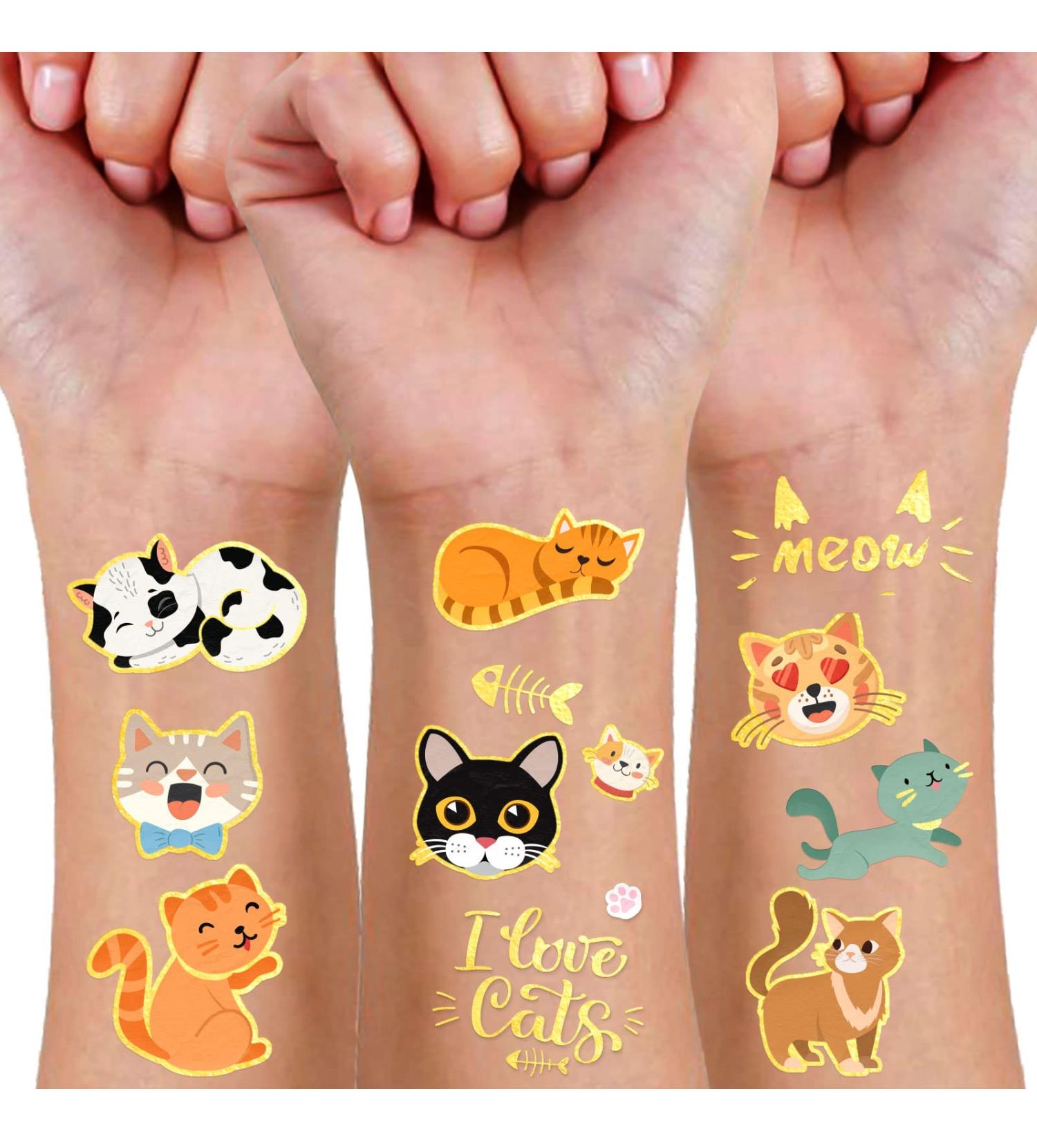 120 Glitter Cat Temporary Tattoo Stickers - Perfect for Birthday Parties and School Rewards - Buy Online on SooperMarket.com