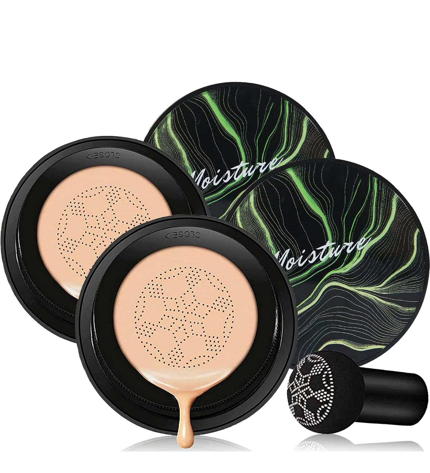 Moisturizing CC Cream & Mushroom Head Foundation Set | Long Lasting Matte Makeup | BliBling Concealer Duo - Natural Shade | 2PCS - Buy Online on SooperMarket.com