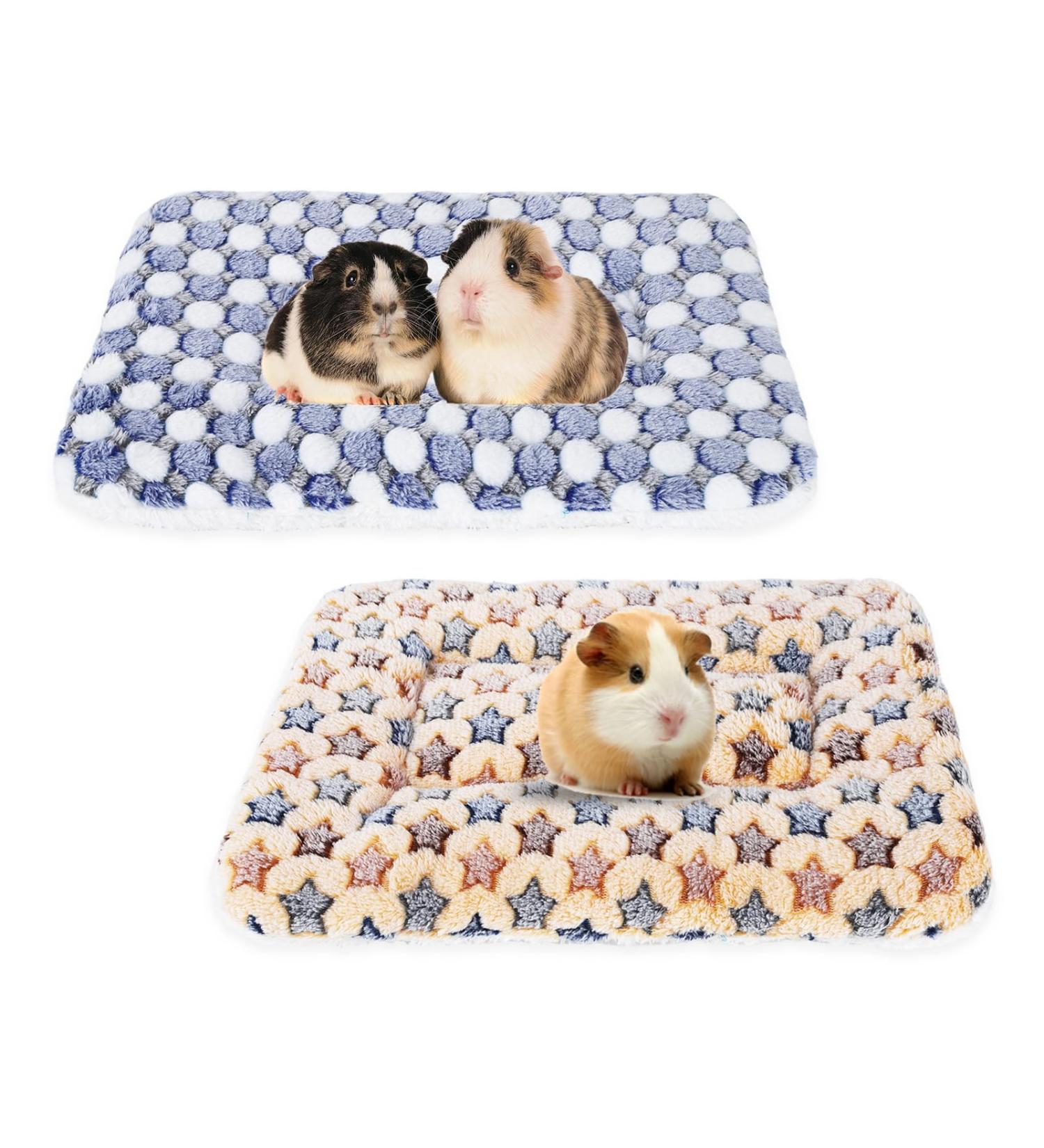 2 Pcs Small Animal Plush Bed Mat 35x27cm Washable Guinea Pig Bed Mat Fluffy Guinea Pig Bedding Mat Sleeping Pad for Bunny Hamster Guinea Pig Yellow Blue - Buy Online on SooperMarket.com