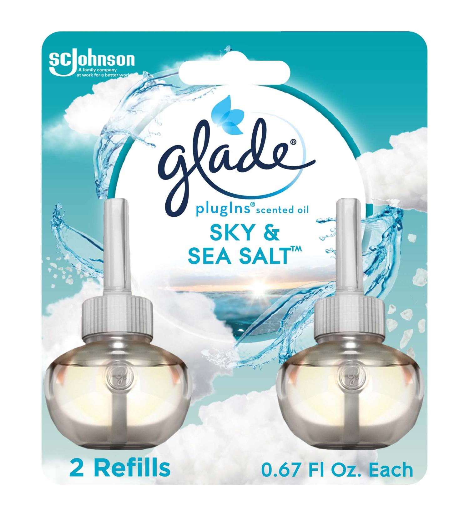 Glade PlugIns Refills Air Freshener - Sky & Sea Salt Scented Essential Oils - 1.34 Fl Oz (2 Count) - Buy Online on SooperMarket.com