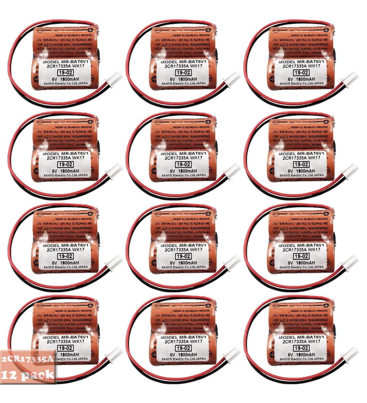 12 Pack 6V 1800mAh MR-BAT6V1 2CR17335A WK17 Battery - Compatible with Mitsubishi M80 Driver & MR-J4 Servo System | International Shipping Available - Buy Online on SooperMarket.com