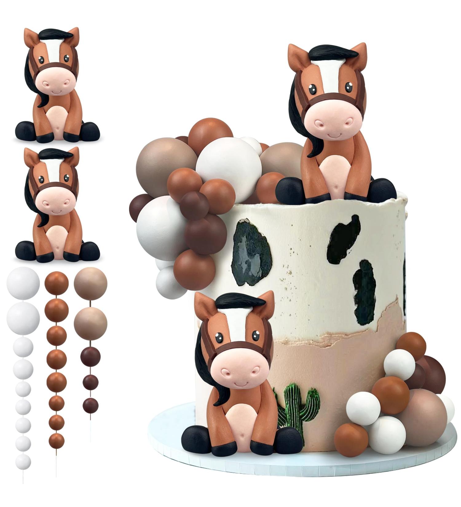 KEEPARTY 27 PCS Horse Cake Toppers Ball Cake Picks Horse Baby Shower Cake Decoration for Horse Theme Party Favors Supplies - Buy Online on SooperMarket.com
