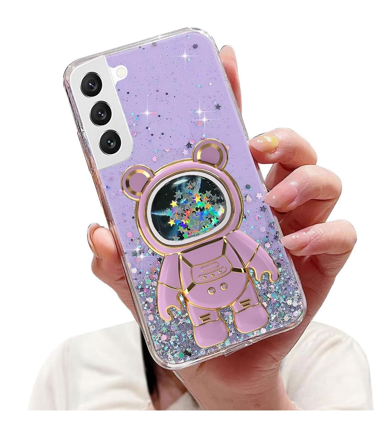 Tivenfezk Nadoli Samsung Galaxy S21 FE Case - Glitter Astronaut Hidden Stand Soft Silicone Protective Cover Purple Caricature Design - Buy Online on SooperMarket.com