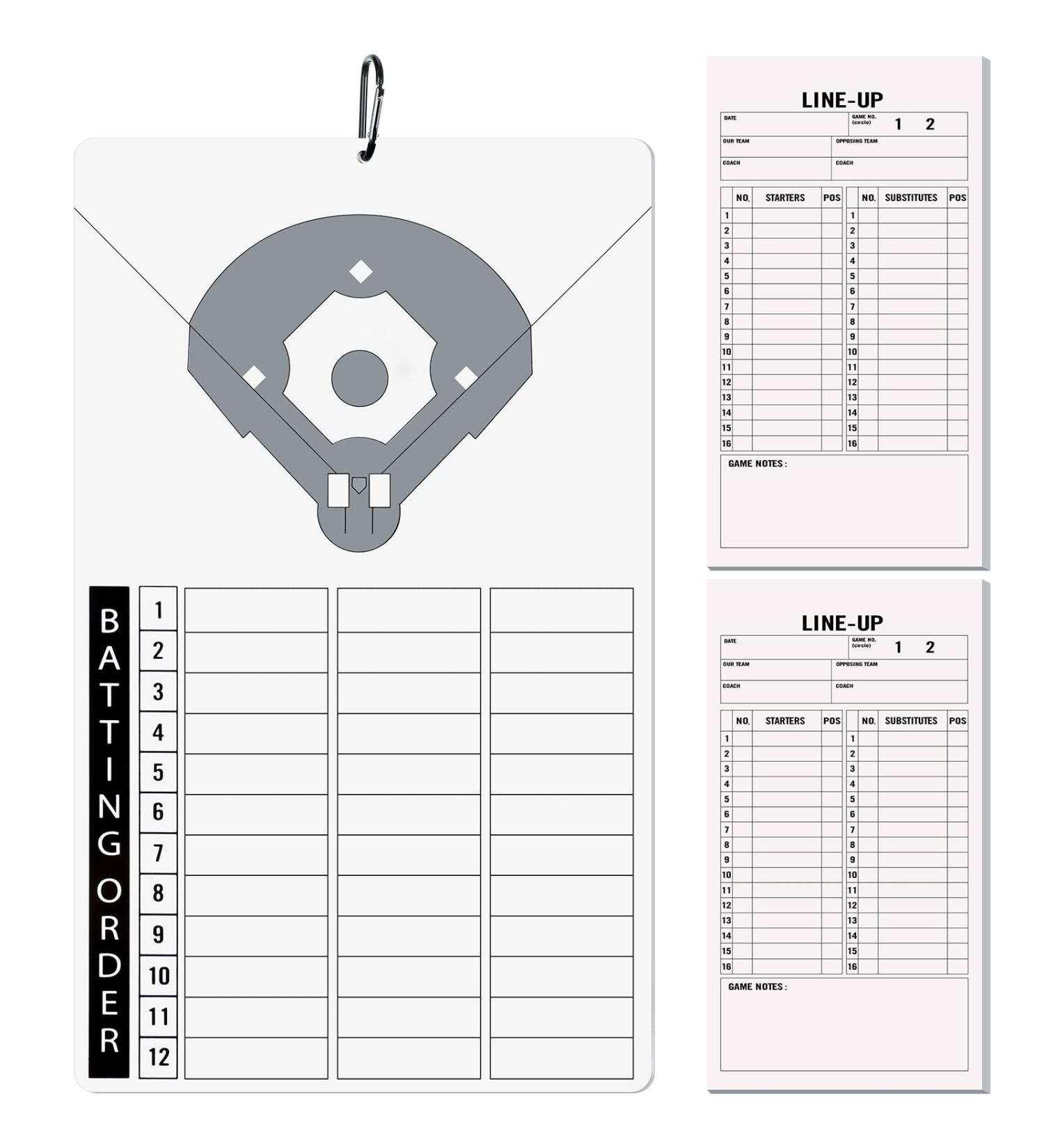 Eersida Baseball Coaches Clipboard & 24 Pack Softball Lineup Cards Dry Erase Coach Board Referee Marker Boards Cards for Gift - Buy Online on SooperMarket.com