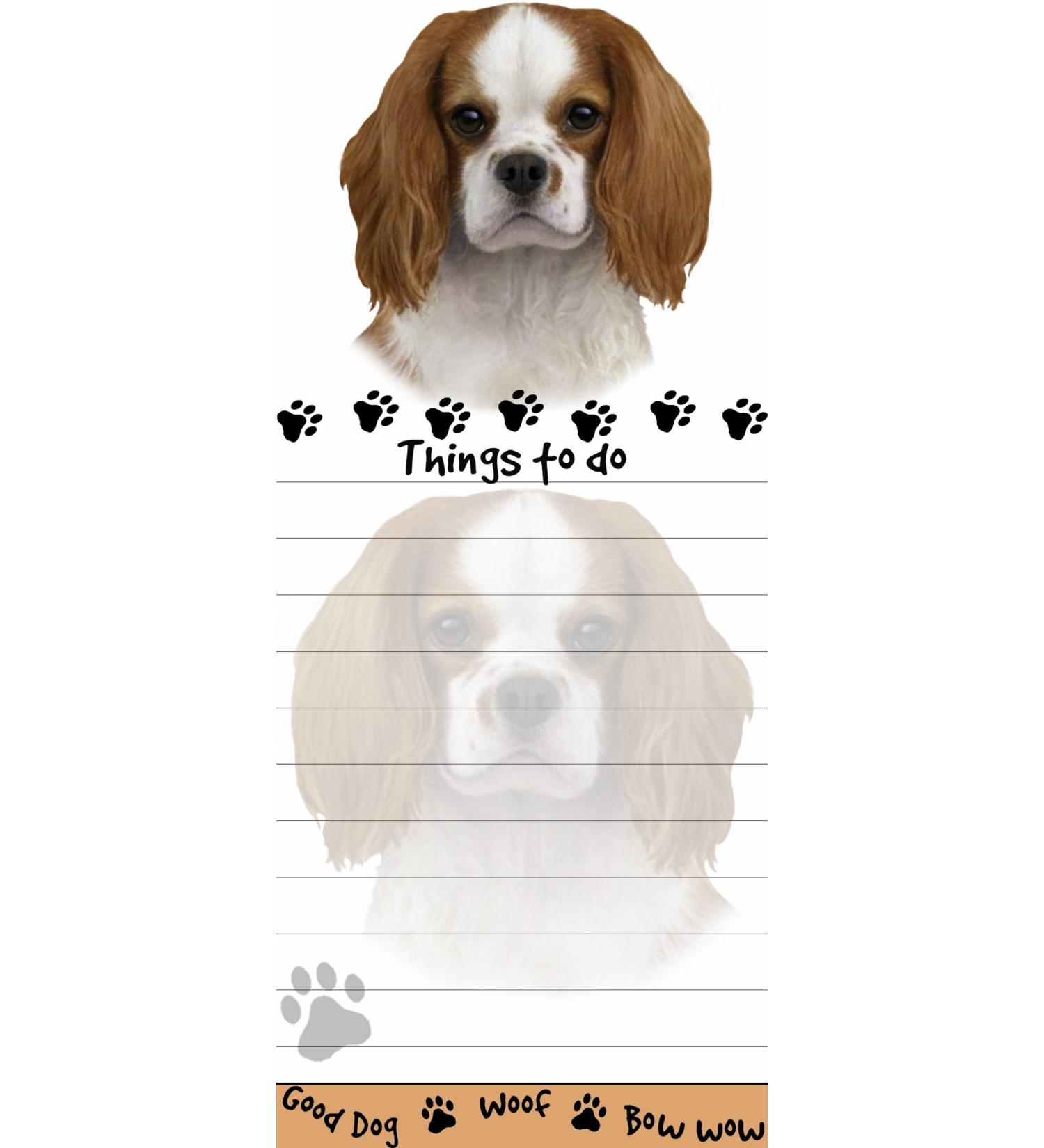 "King Charles Cavalier Magnetic List Pads" Uniquely Shaped Sticky Notepad Measures 8.5 by 3.5 Inches