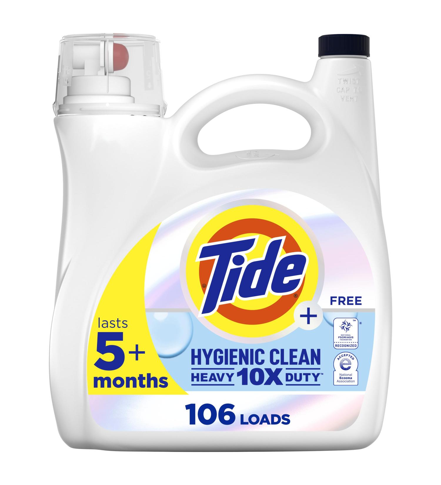 Tide Hygienic Clean Heavy Duty 10x Free Liquid Laundry Detergent - Unscented HE Compatible 106 Loads - 149 oz | International Shipping Available - Buy Online on SooperMarket.com