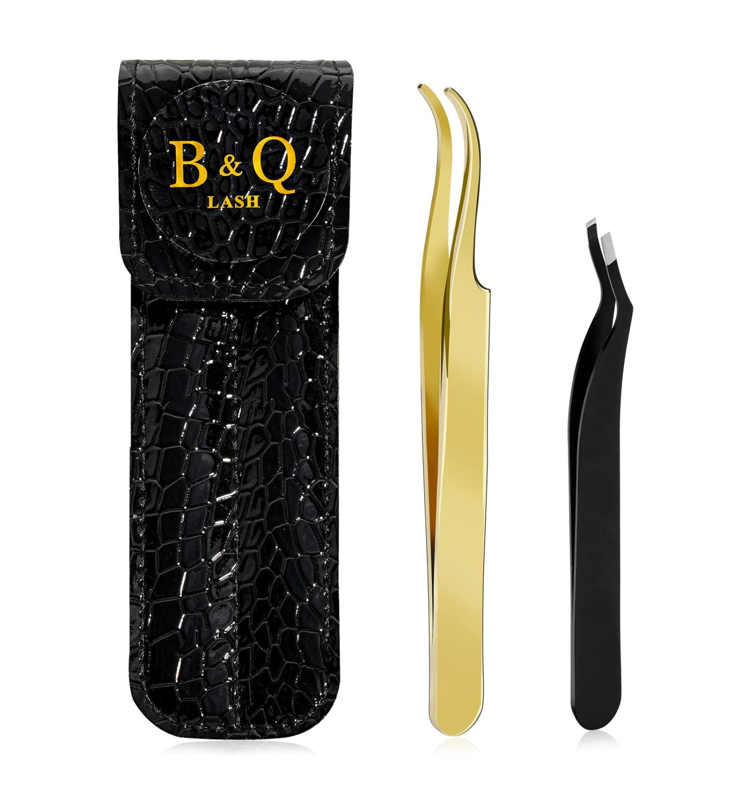 Eyelash Applicator - Rust-Free Eyelash Tweezers for Easy Application | Golden Eyelash Pliers with Brush - 1 PC for Artificial Eyelashes - Buy Online on SooperMarket.com