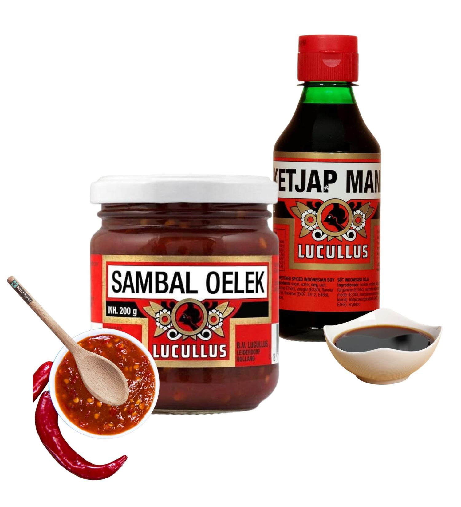 Asian Condiment Bundle with Lucullus Sambal Oelek Sambal Paste 200g & Lucullus Ketjap Manis 250ml Including Mint Retail Condiment Spoon - Buy Online on SooperMarket.com