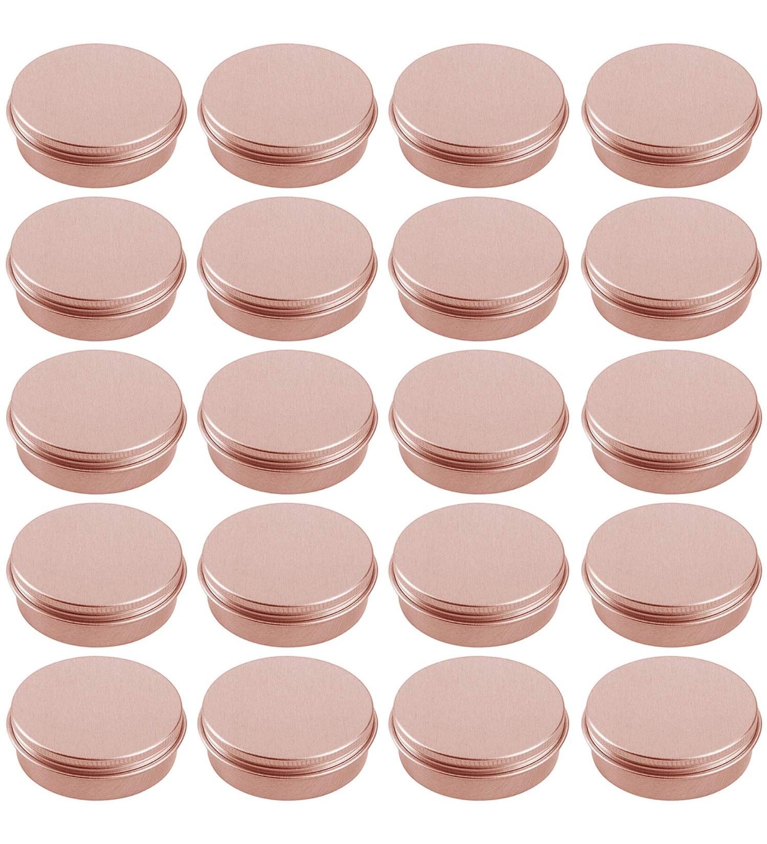20 Pcs Rose Gold 0.5-Ounce Aluminum Tin Jars - Refillable Containers for Cosmetic, Lip Balm, Cream - 15 ml Screw Lid Round Tin Bottles - Buy Online on SooperMarket.com