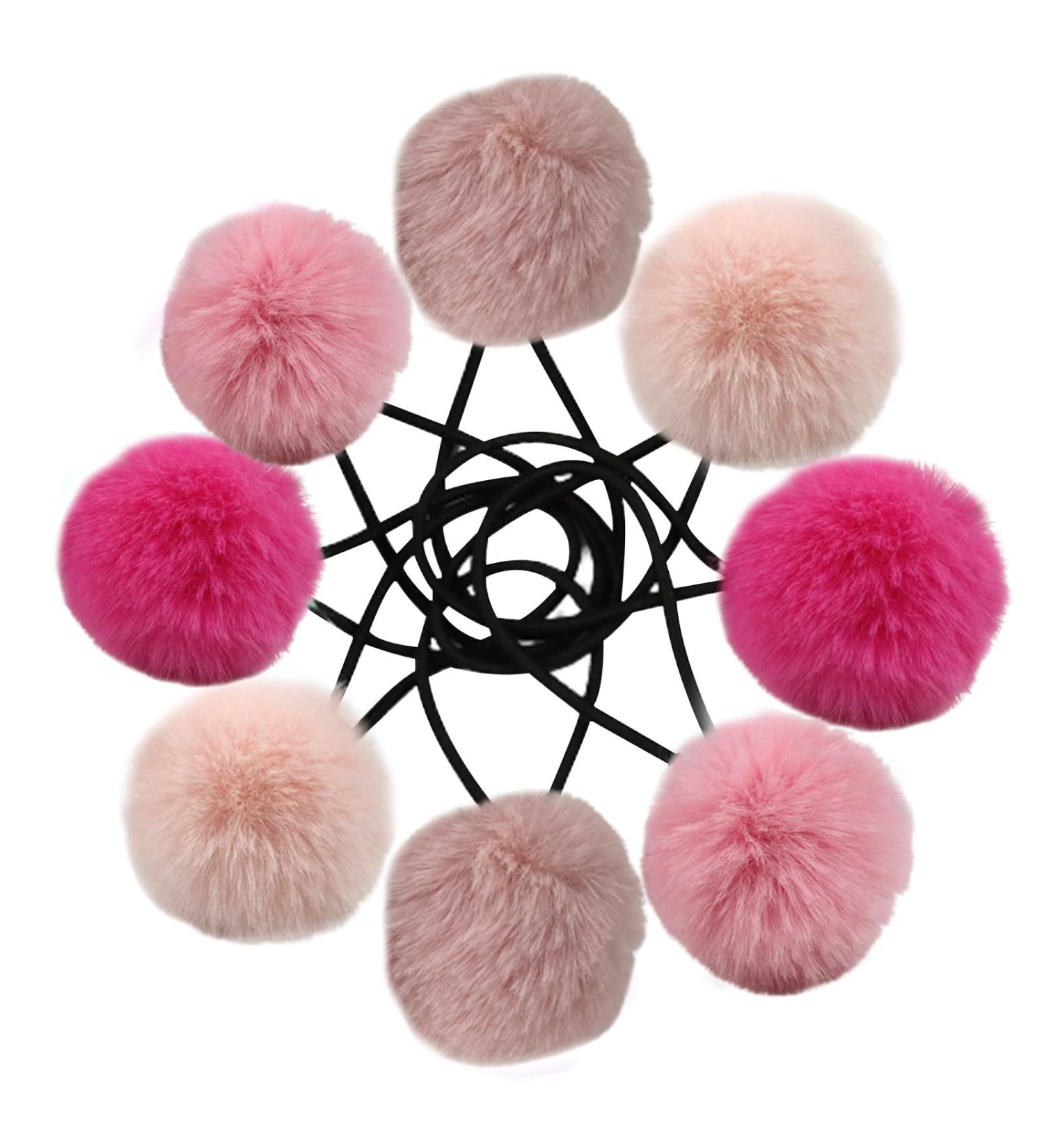 Fur Hair Bobbles for Girls 4 Pairs Cute Hair Ties with Fur Ball Elastic Ponytail Holders Hair Band for Girls Hair Accessories Cute Hair Ties - Buy Online on SooperMarket.com