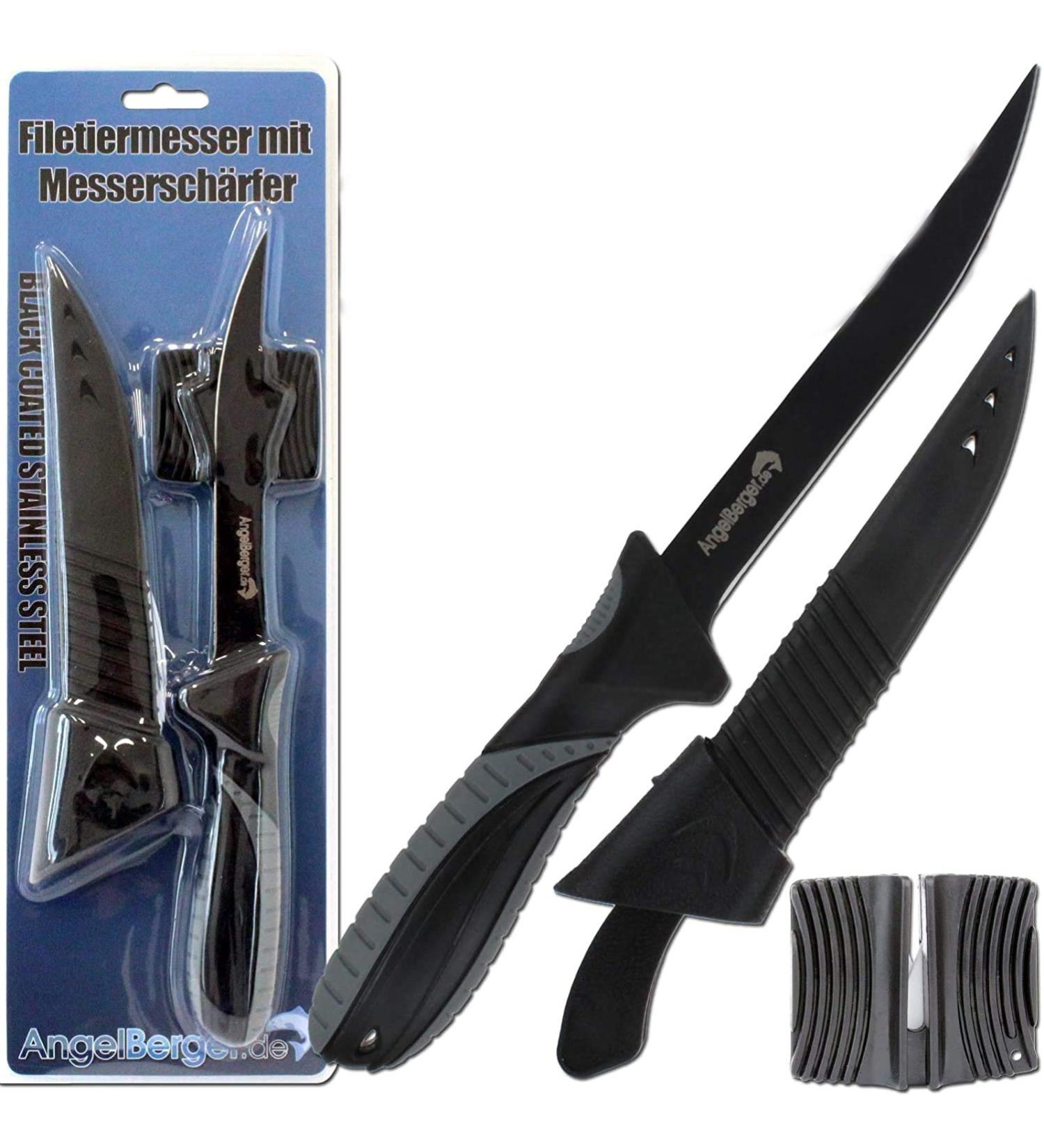 Angel-Berger Filleting Knife with Sharpener | Premium Coated Fishing & Fillet Knife for Perfect Cuts - Buy Online on SooperMarket.com