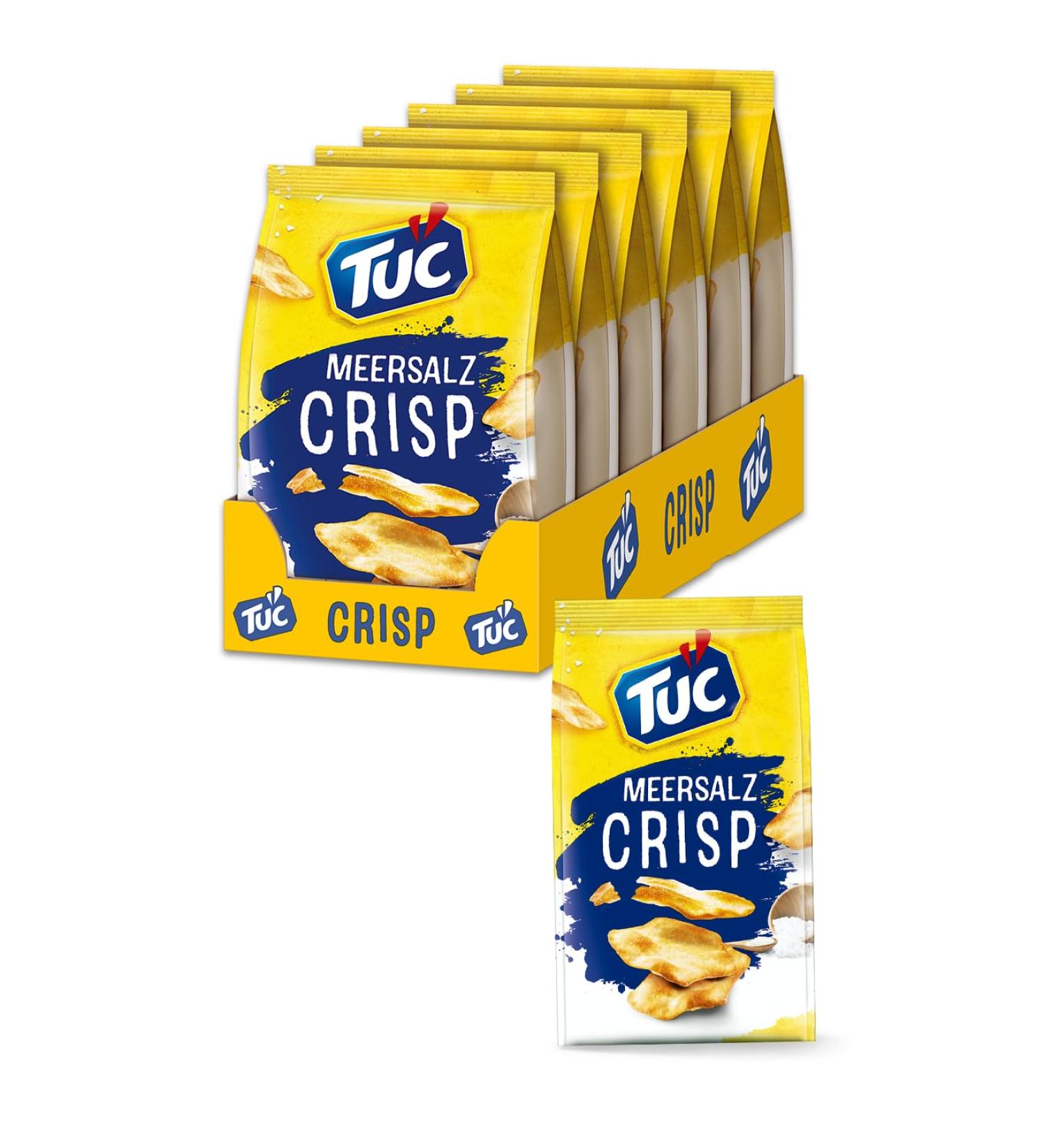 TUC Crisp Salted Biscuits 6 x 100g | Extra Thin & Crispy Sea Salt Crackers | Large Pack of Salted Snacks for International Shipping - Buy Online on SooperMarket.com