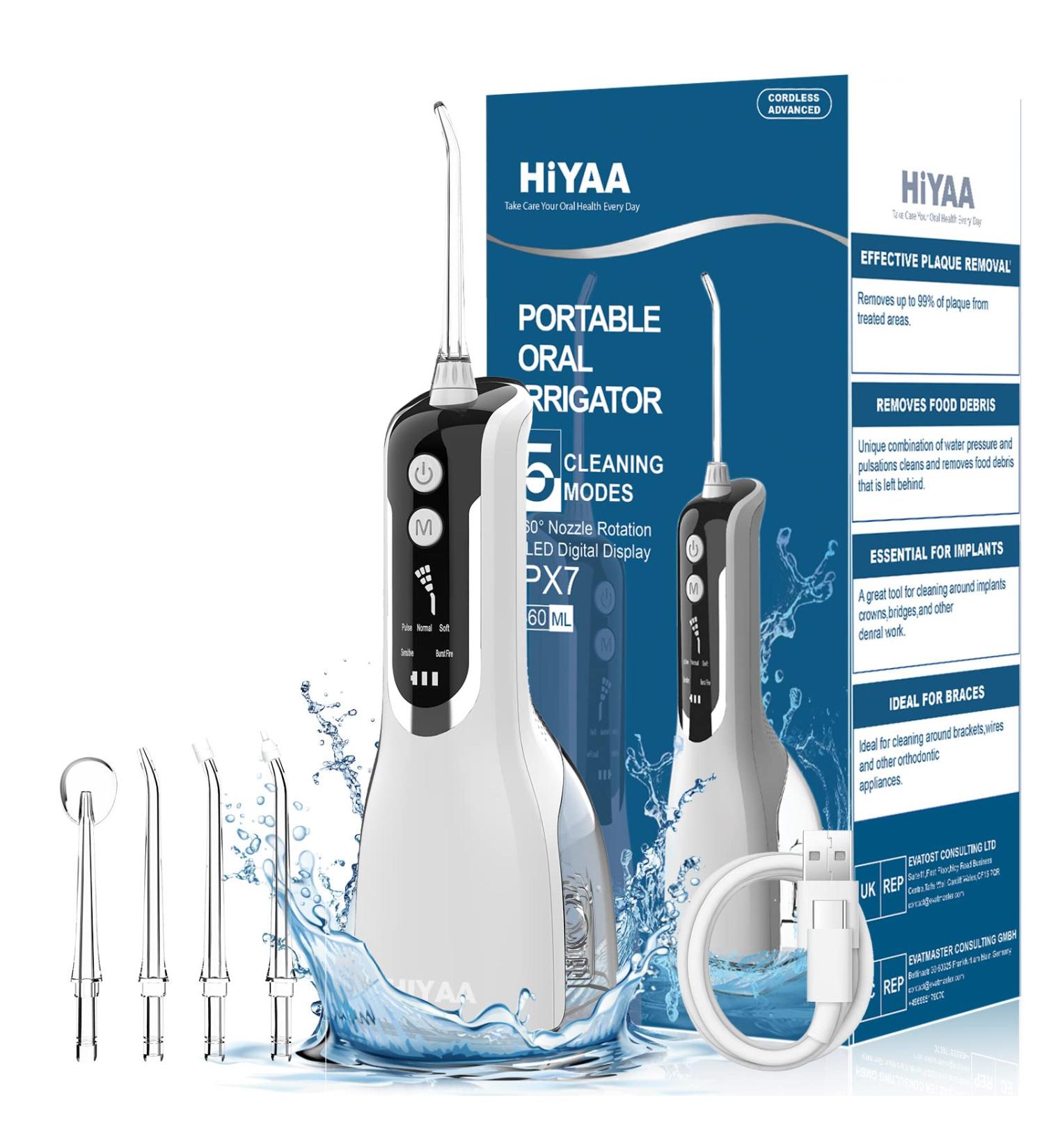 Cordless Water Flosser with 5 Modes & 4 Jet Tips - USB Rechargeable Dental Oral Irrigator for Travel - White - Buy Online on SooperMarket.com