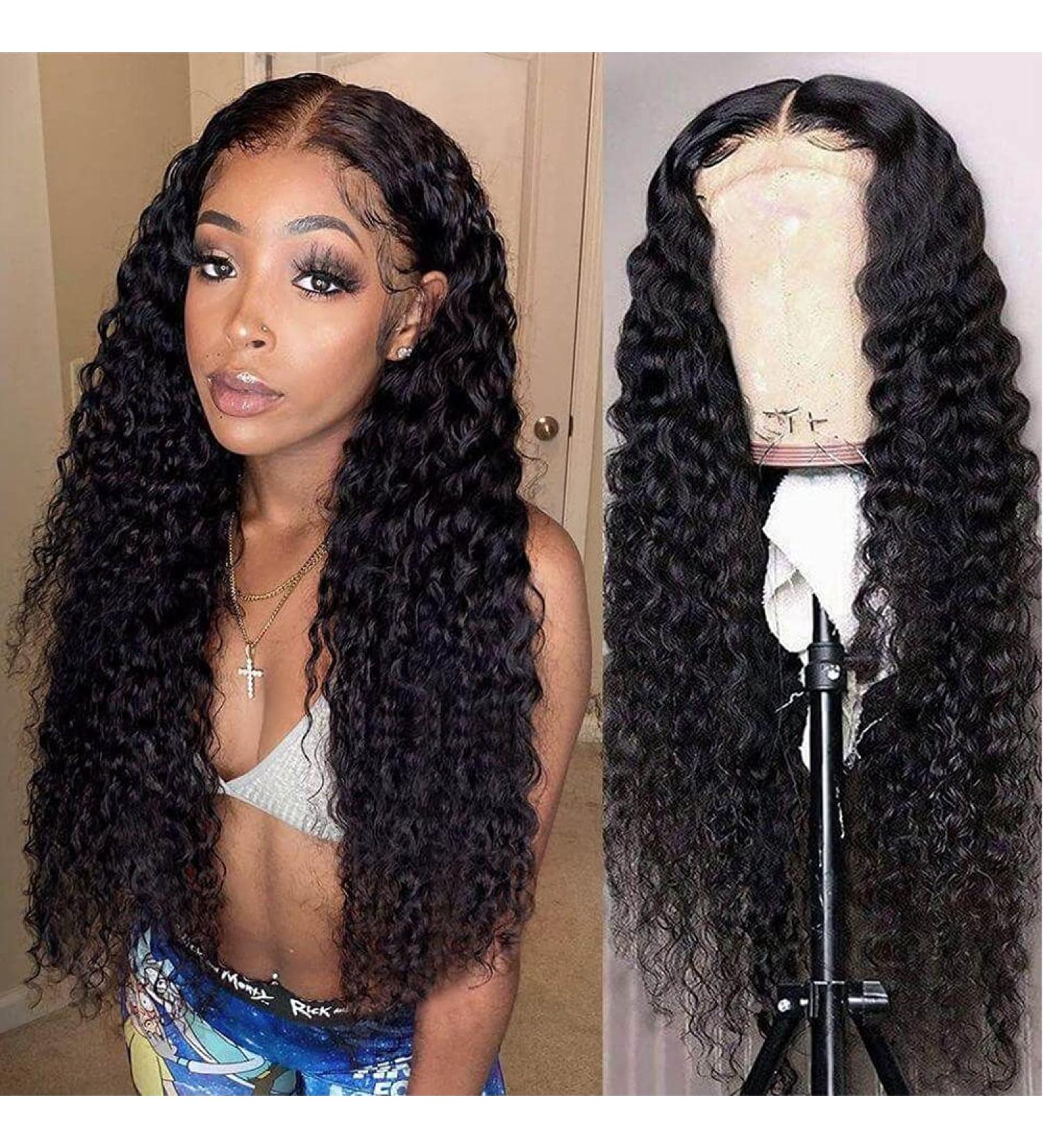 Amanda HD Transparent Deep Wave 24 Inch Brazilian Virgin Lace Front Wig - Pre Plucked 180% Density Wet & Wave Closure Wig for Women - Buy Online on SooperMarket.com
