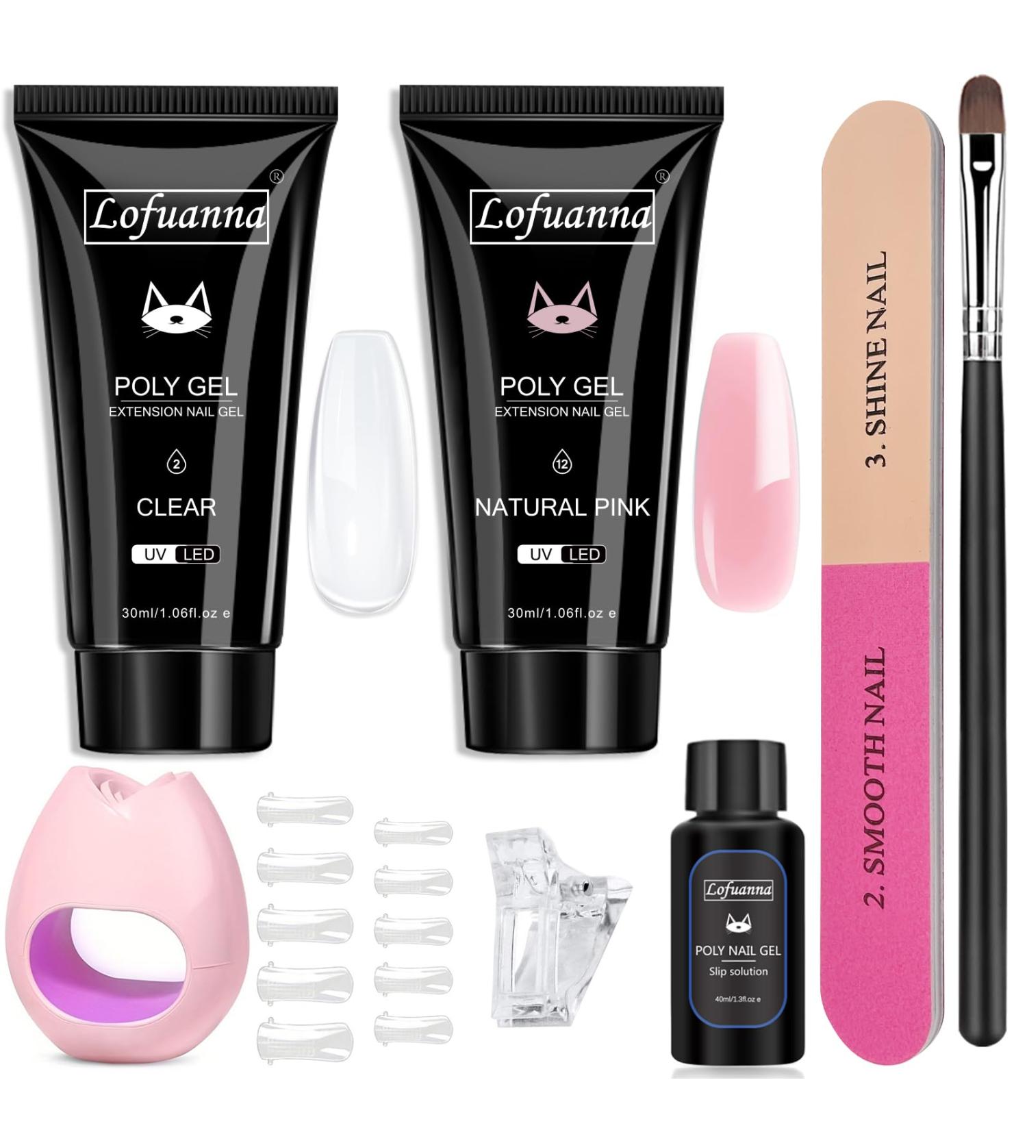 15ml Poly Gel Nail Kit - 2 Colors Starter Set with UV Lamp | DIY Nail Extension Gel at Home - Buy Online on SooperMarket.com