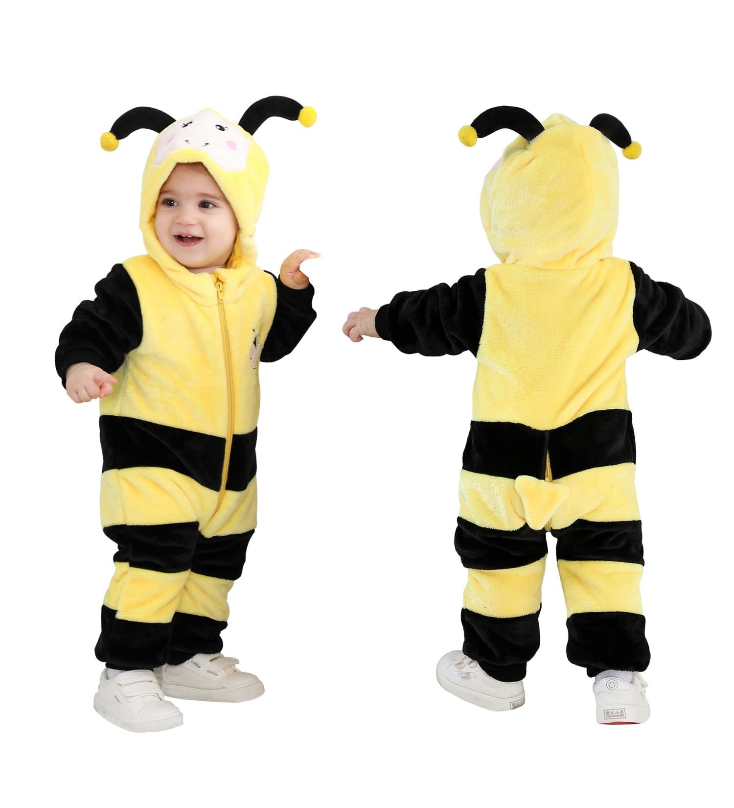 Doladola Unisex Baby Toddler Romper Jumpsuit Hooded Cartoon Sleepsuit 12-18 Months - Bee Design - Buy Online on SooperMarket.com
