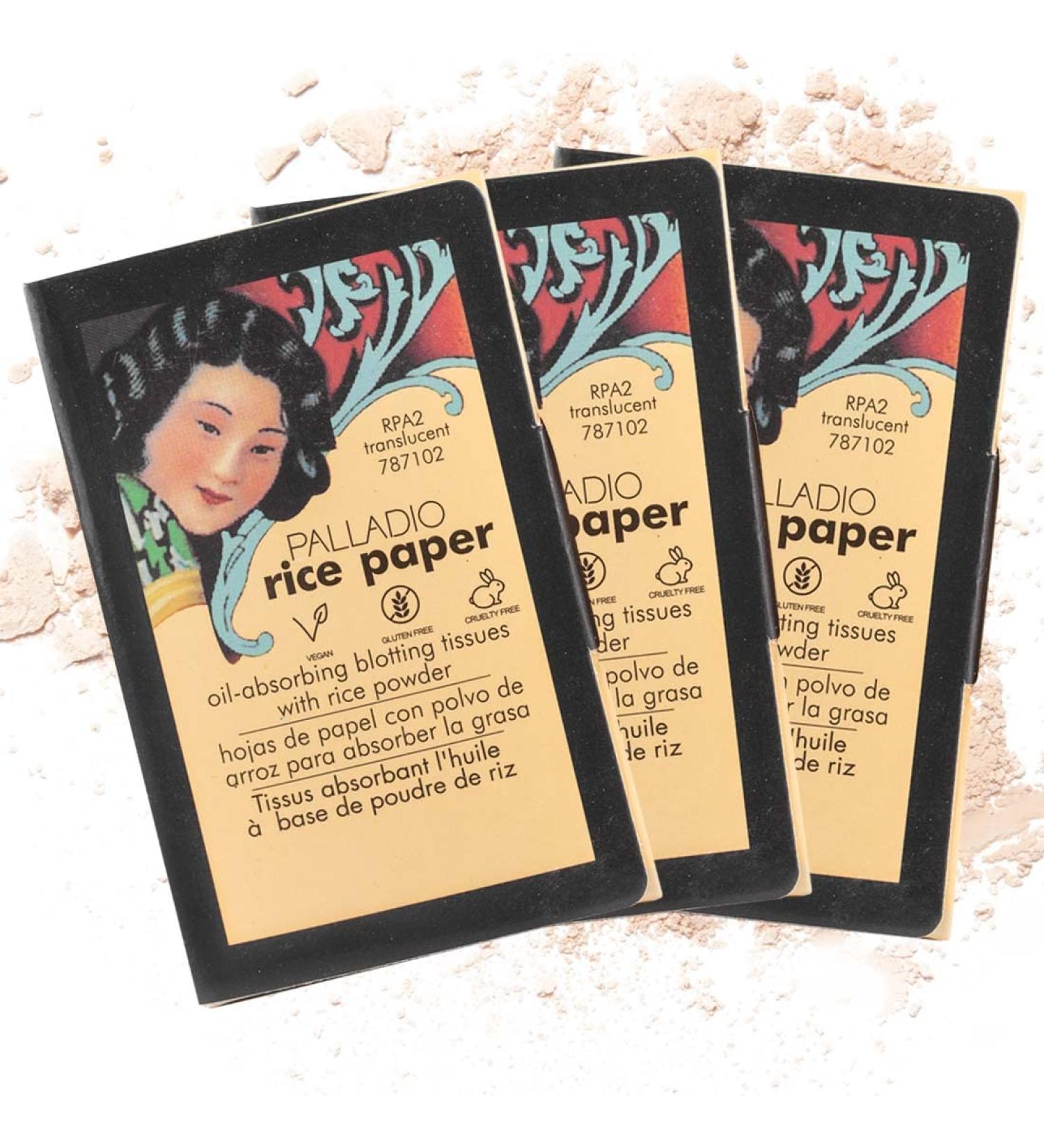 Palladio Rice Paper Facial Tissues - Oil Absorbing Blotting Sheets with Natural Rice Powder - 2 Sided for Instant Results - Pack of 3, 40 Count Each - Buy Online on SooperMarket.com