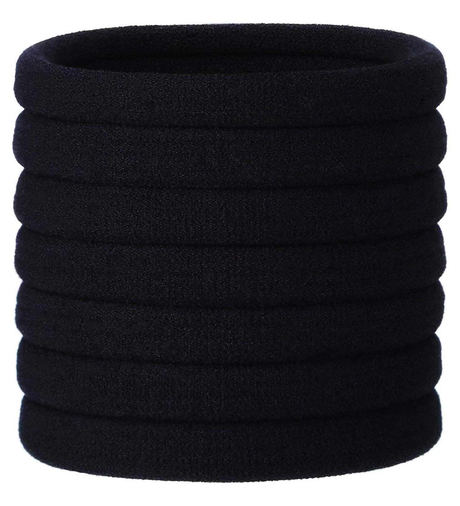 20 Large Black Stretch Hair Ties for Thick, Heavy, and Curly Hair - 5cm Diameter, 1cm Width - Buy Online on SooperMarket.com