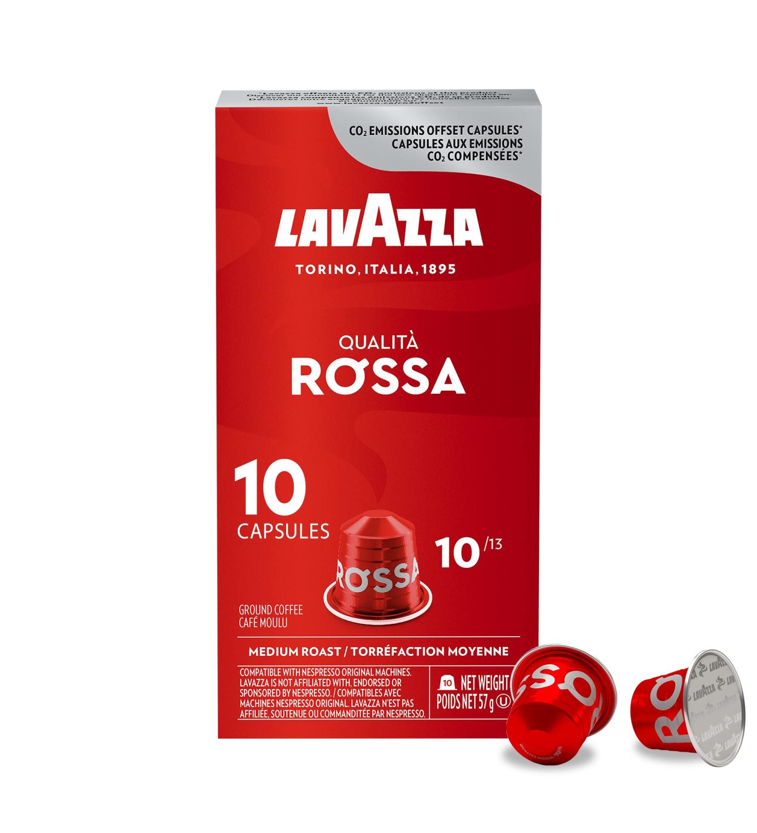 Lavazza Qualita Rossa Medium Roast Coffee Capsules Compatible with Nespresso Original Machines Full-bodied balanced espresso dried fruit aftertaste (100 pack) - Buy Online on SooperMarket.com