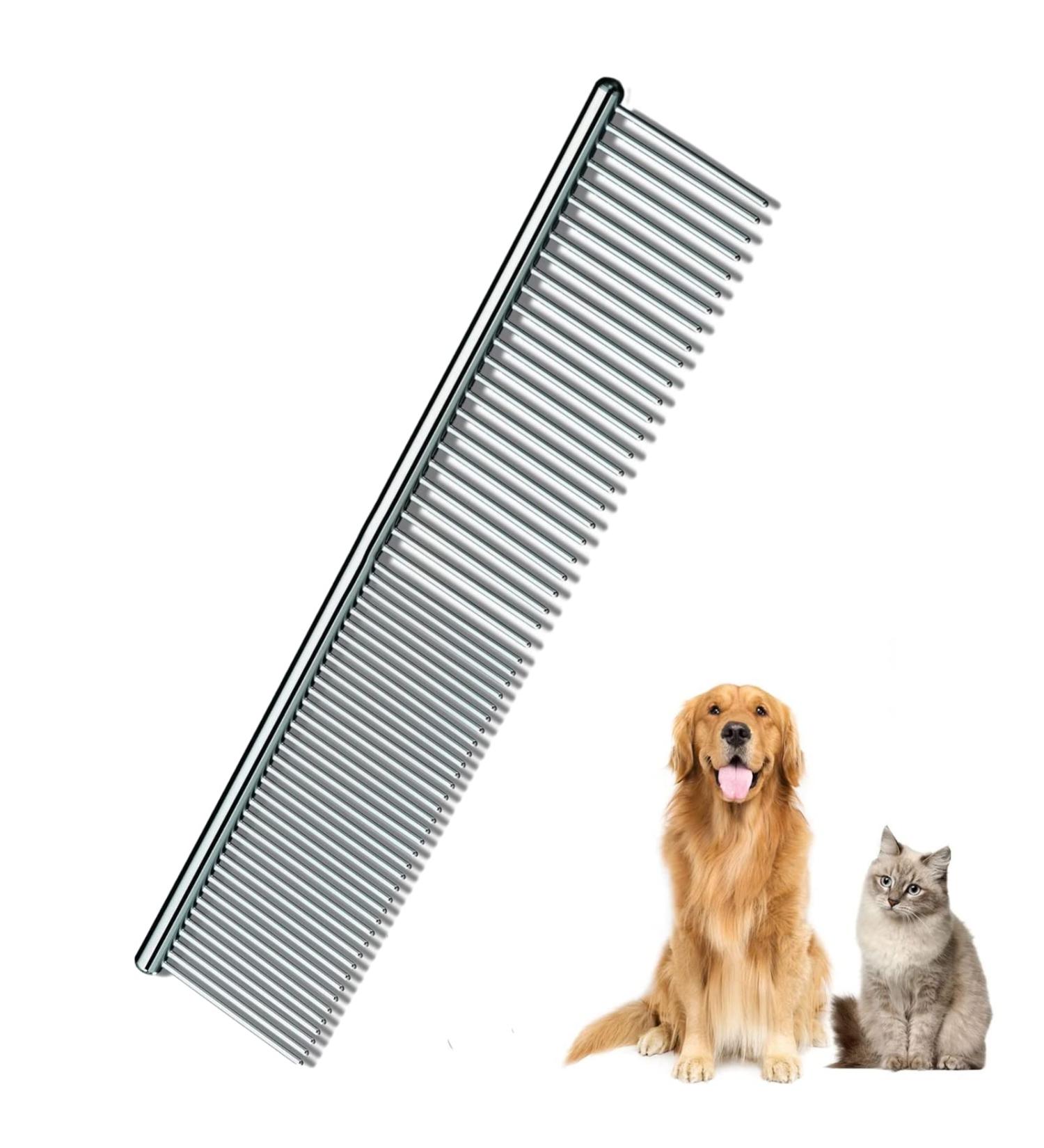 Stainless Steel Pet Comb | Detangling Tool for Dogs and Cats | Grooming Tool for Small, Medium, and Large Pets - Buy Online on SooperMarket.com