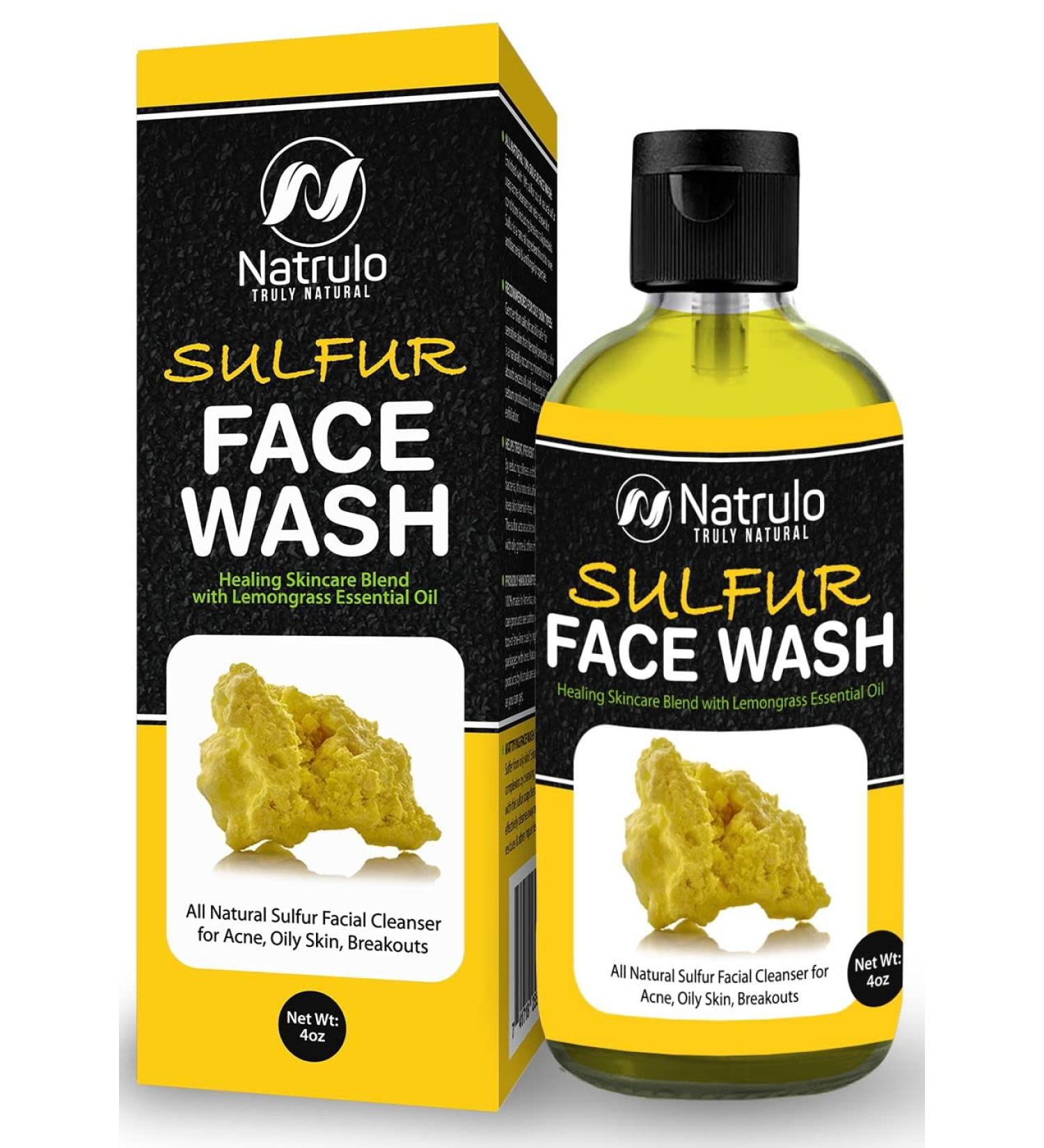 Sulfur Face Wash for Acne - All Natural Facial Cleanser with Lemongrass Oil - 4oz Mattifying Cleanser for Oily Skin - Made in USA - Buy Online on SooperMarket.com