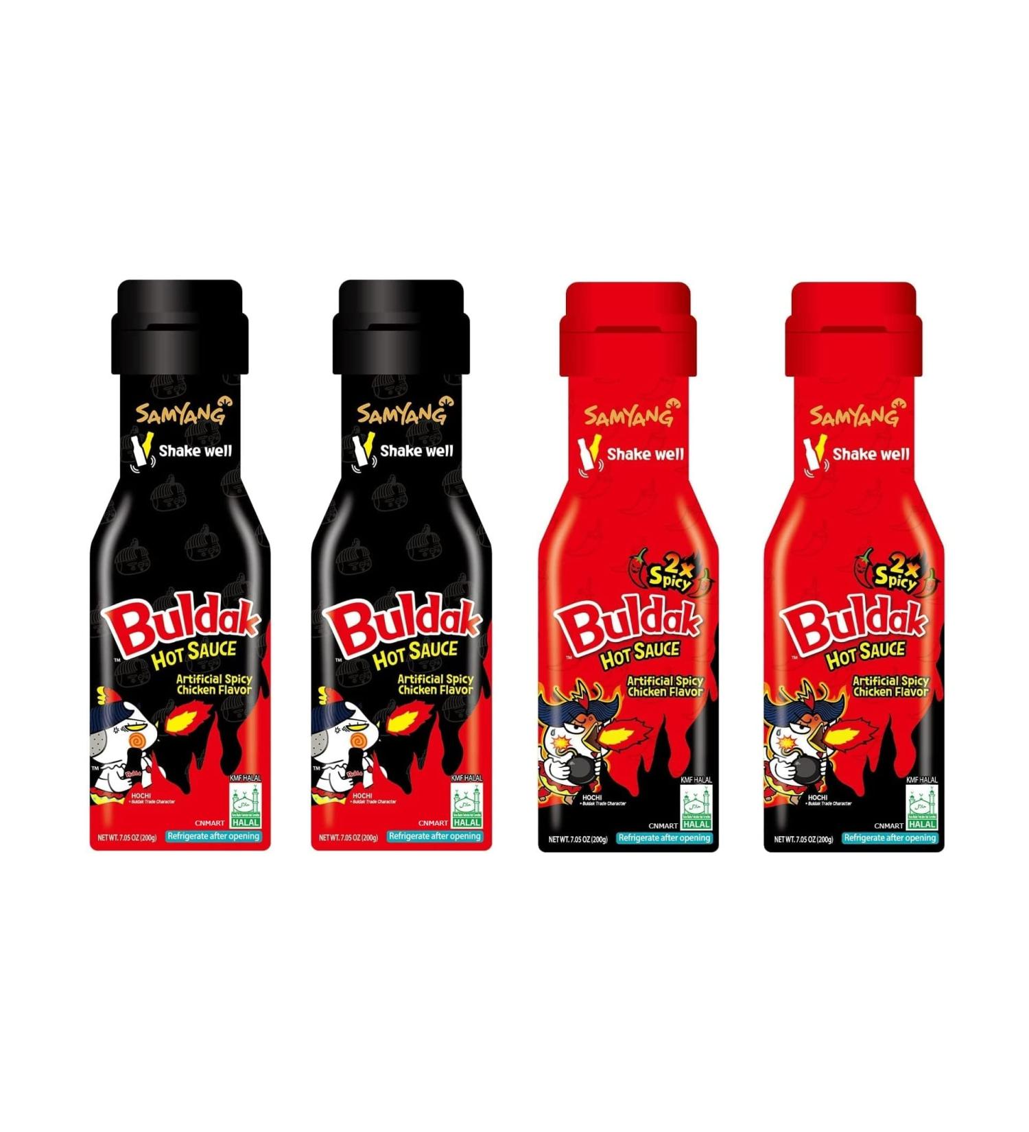 Samyang Extremely Spicy (Double Spicy) 2xSpicy Buldak Hot Chicken Flavour Sauce (2 packs) and Buldak Hot Chicken Flavour Sauce (2 packs) by CNMART - Buy Online on SooperMarket.com