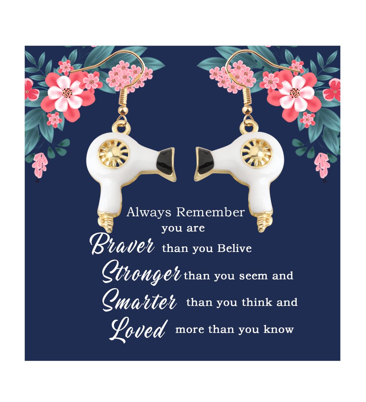MYOSPARK Hair Stylist Gift Hair Dryer Earrings Hairdresser Gift Hair Stylist Jewelry Stylists Graduate Gift Cosmetology Gift (Hair Dryer Earrings) - Buy Online on SooperMarket.com