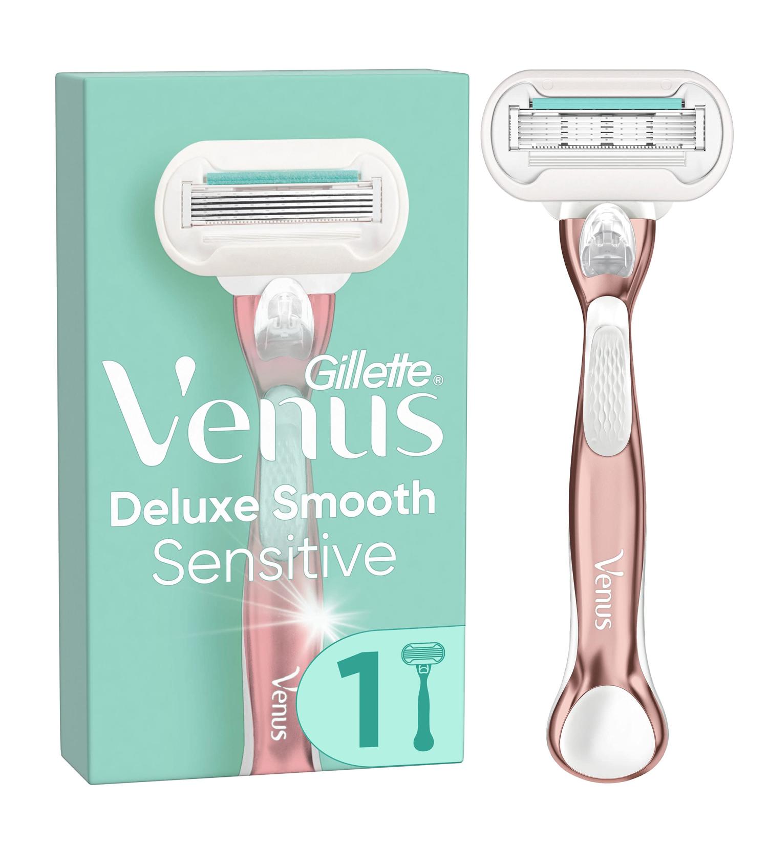Gillette Venus Deluxe Smooth Sensitive Razor for Women - 5-Layer Blade Rose Gold Perfect Ladies Gift - Buy Online on SooperMarket.com