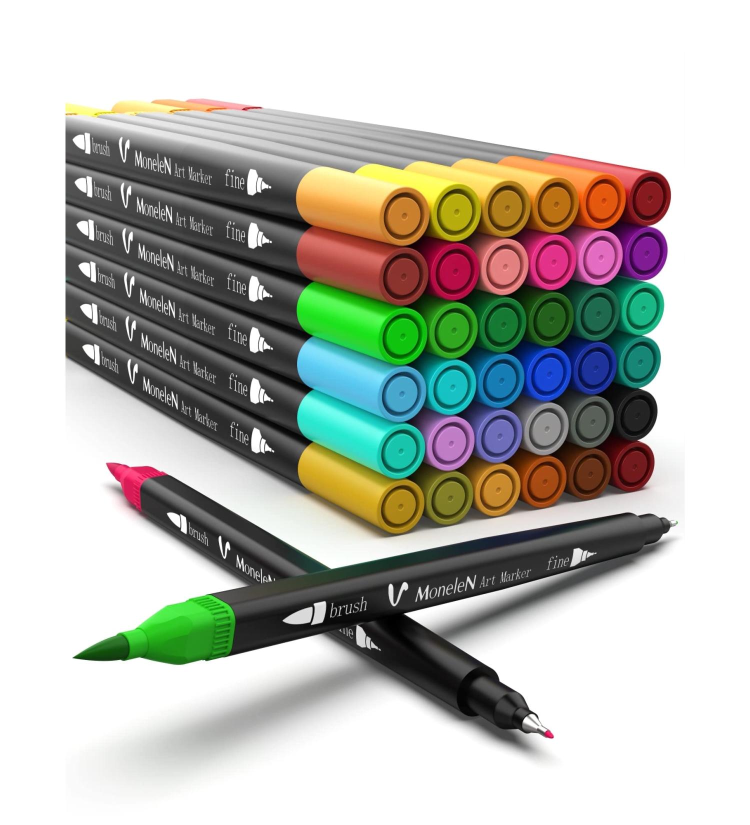 36 Dual Brush Coloring Markers Set for Adults Kids - Fine Tip Art Colored Pens for Coloring Books, Bullet Journaling, Drawing - Double Sided Color Marker Pen for School, Office, Sketching - Buy Online on SooperMarket.com