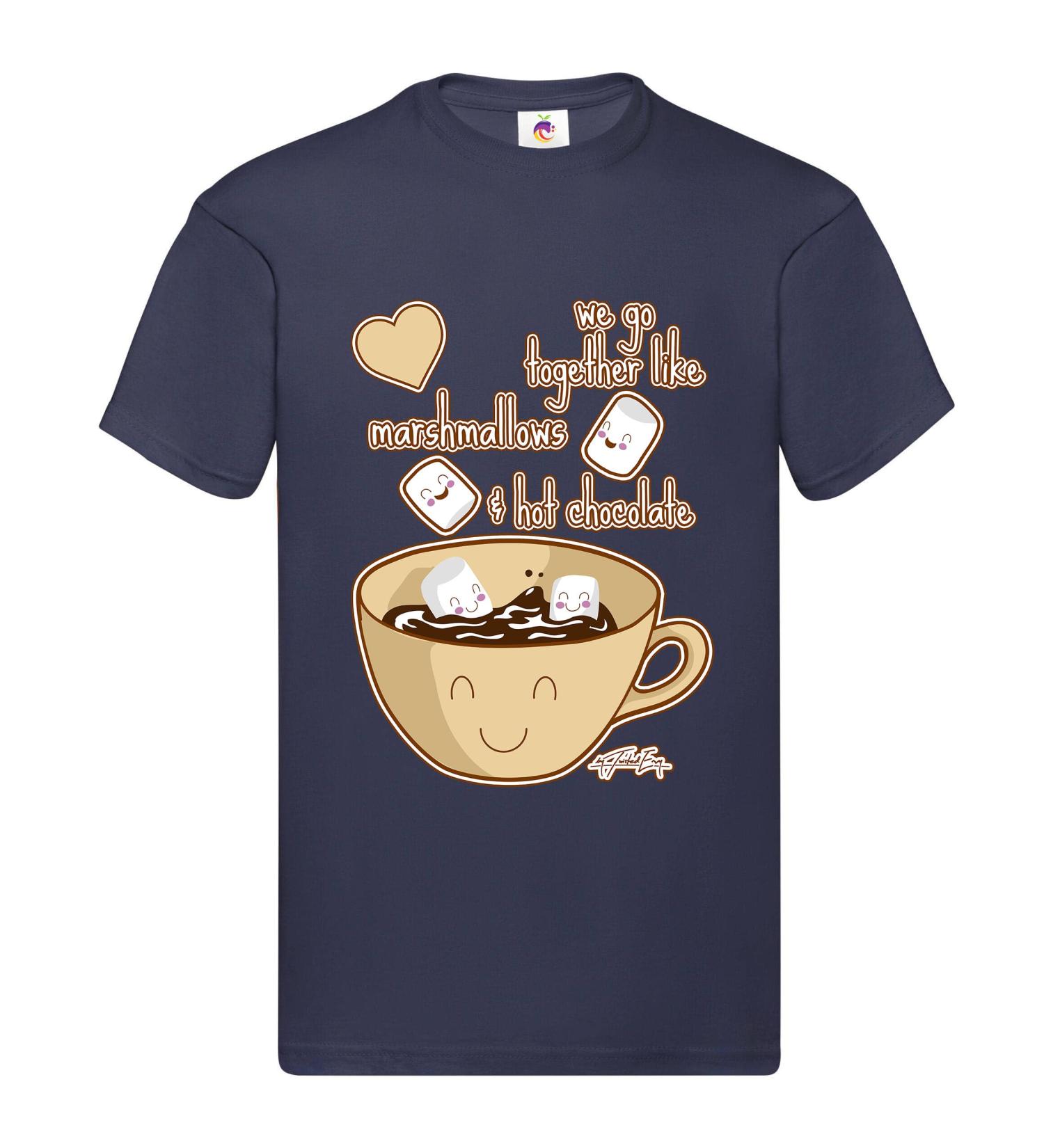Berry Prints Men's We Go Together Like Marshmallows + Hot Chocolate T-Shirt M Deep Navy