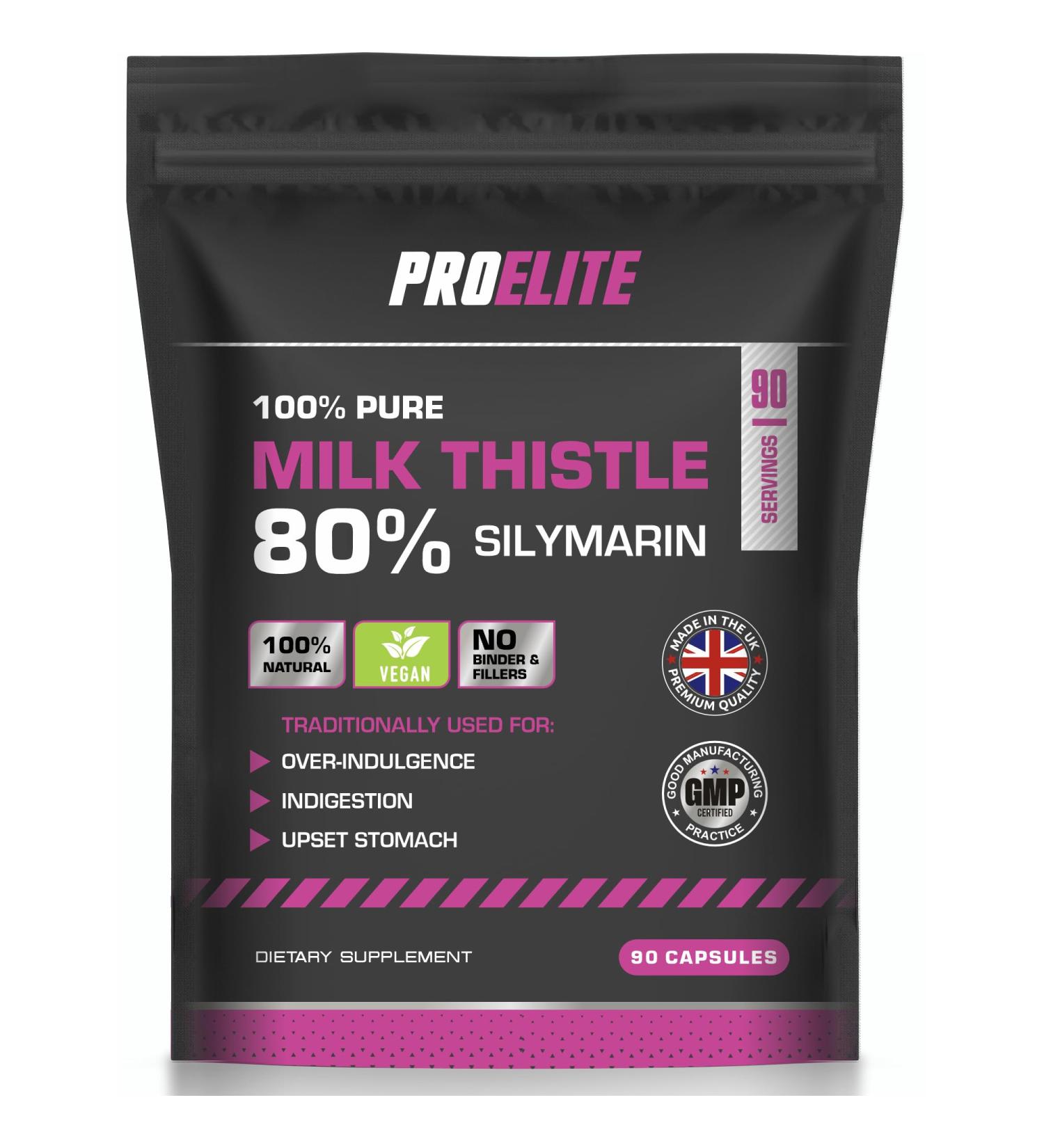 Milk Thistle Capsules 12 000mg - 80% Silymarin High Strength - 90 Capsules Vegan NO Fillers & Binders 100% Pure - Milk Thistle Tablets Powder Alternative by PROELITE 90 count (Pack of 1) - Buy Online on SooperMarket.com
