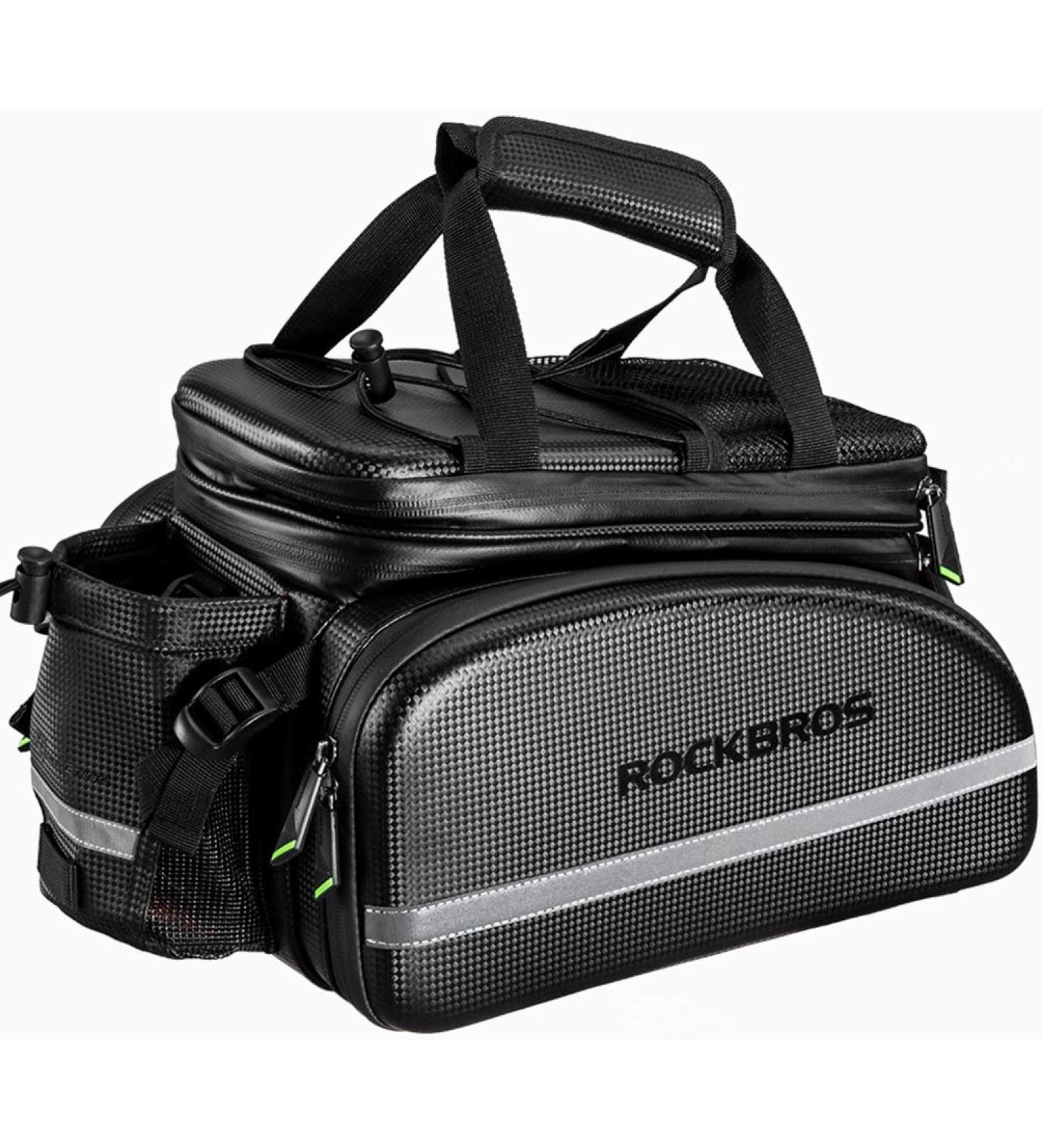 ROCKBROS Waterproof Carbon Leather Bike Rack Trunk Bag - Rear Seat Cargo Pannier Handbag - Buy Online on SooperMarket.com
