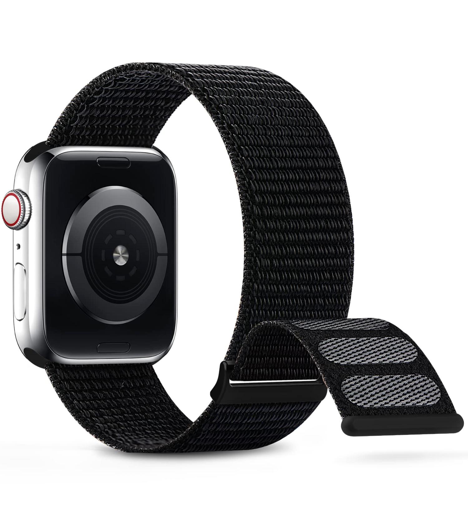 Nylon Sport Band for Apple Watch 38mm/40mm/41mm - Adjustable Breathable Strap for iWatch Series 8/7/6/5/4/3/2 SE - Dark Black - Buy Online on SooperMarket.com