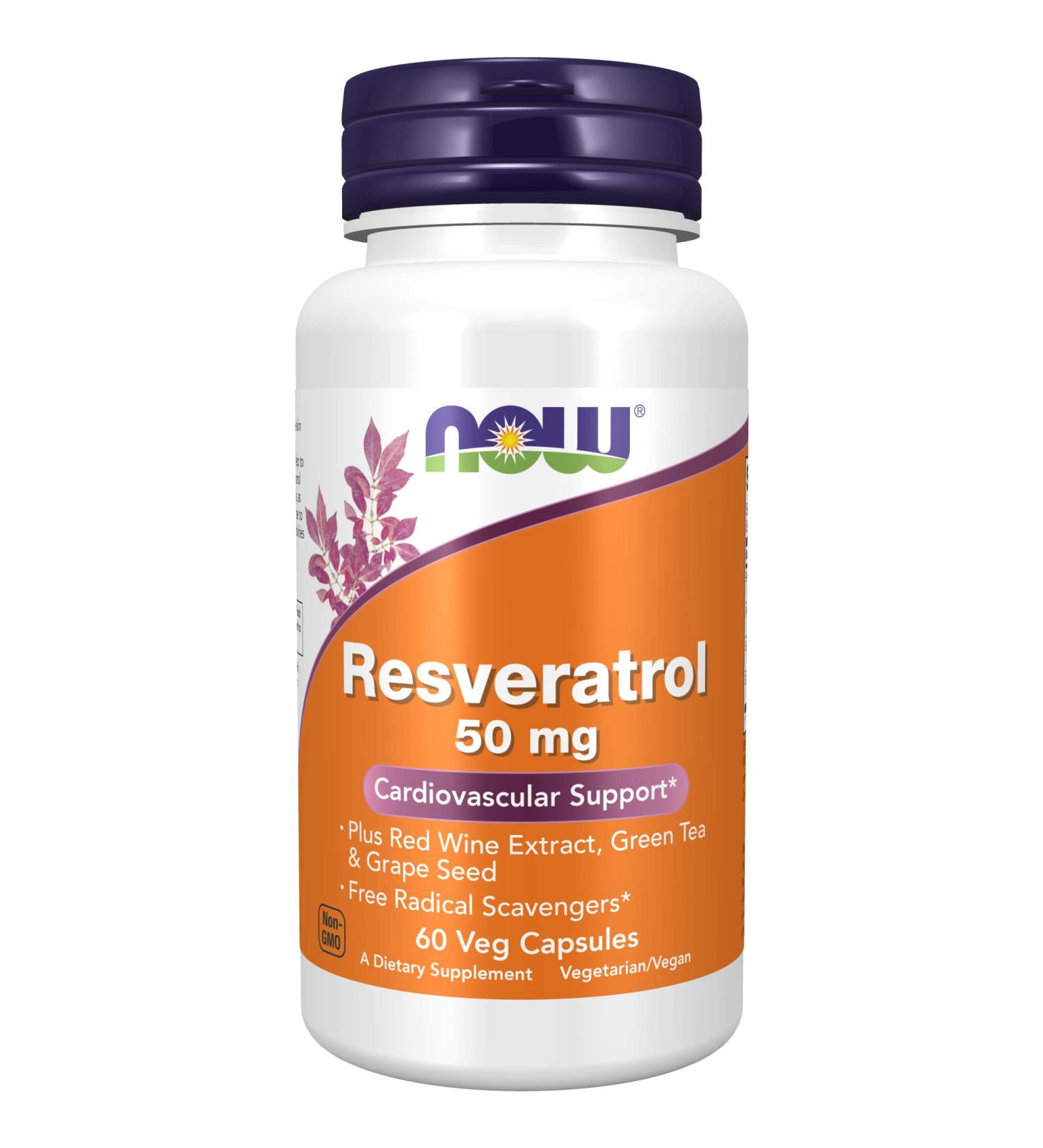 Now Foods Natural Resveratrol 50 mg - 60 Veg Capsules | Antioxidant Support - Buy Online on SooperMarket.com